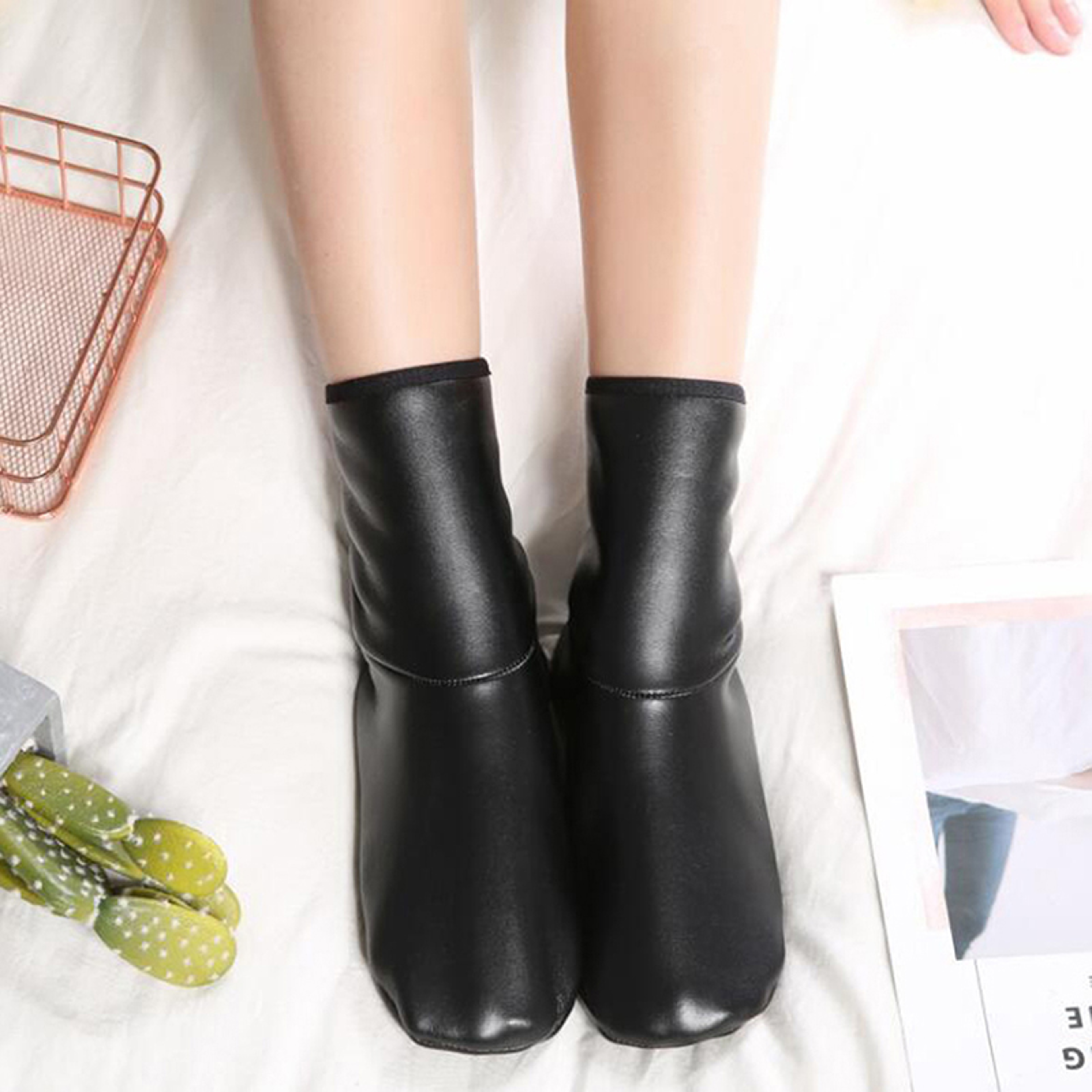 Unisex Winter Thermal Sock Boots With PU Leather NonSlip Soles 4