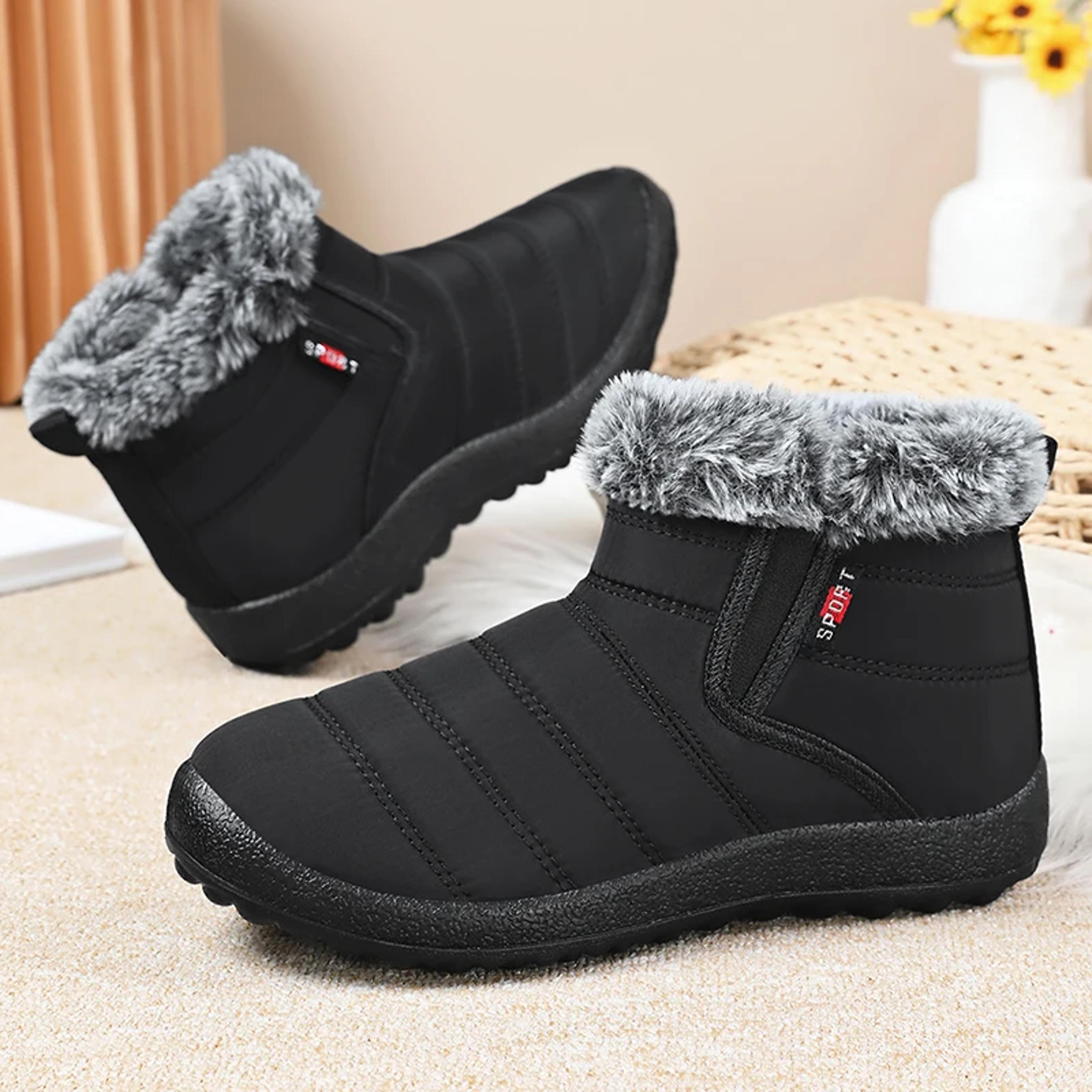 Womens Winter Ankle Snow Boots With Fleece Lining And SlipOn Design 3
