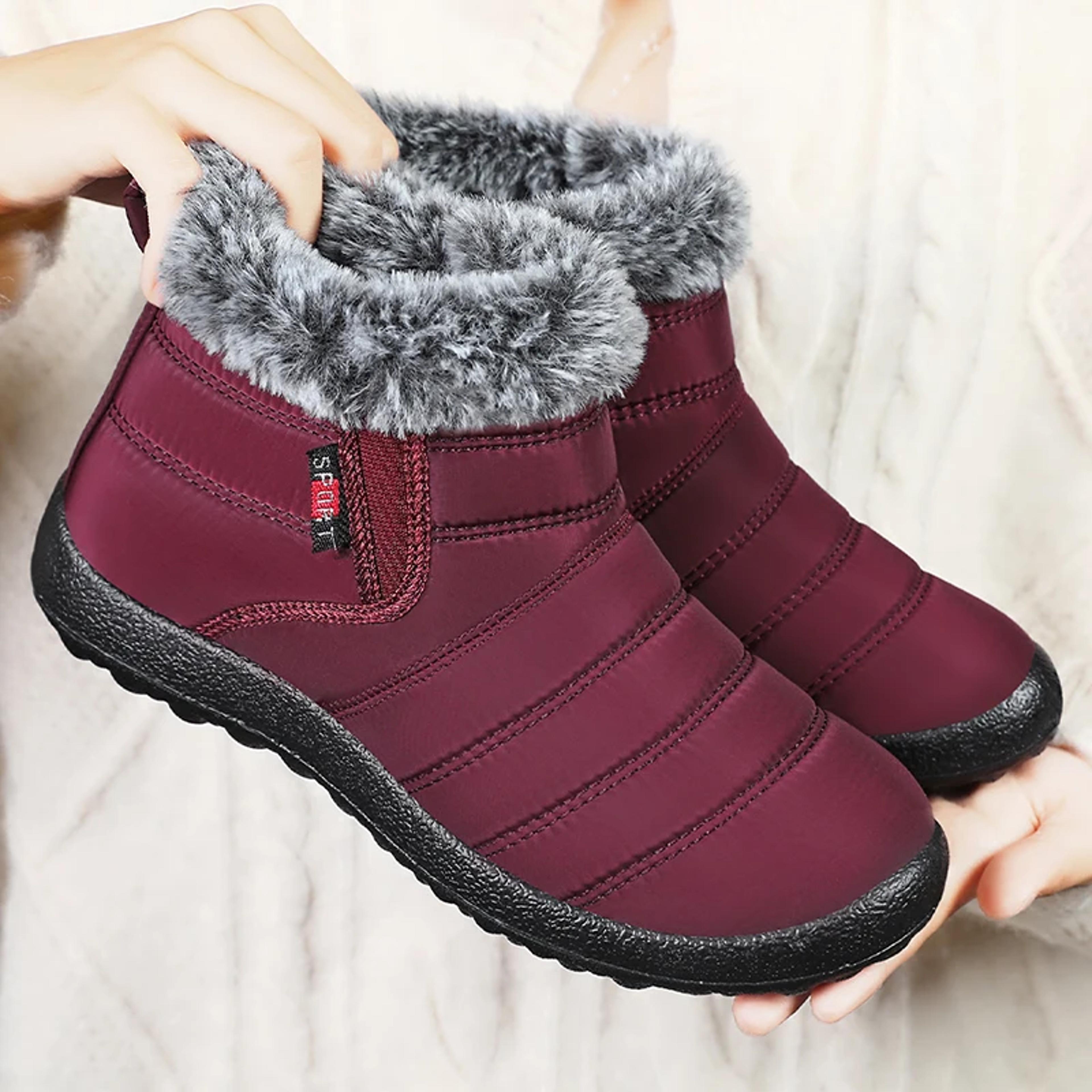 Womens Winter Ankle Snow Boots With Fleece Lining And SlipOn Design 6