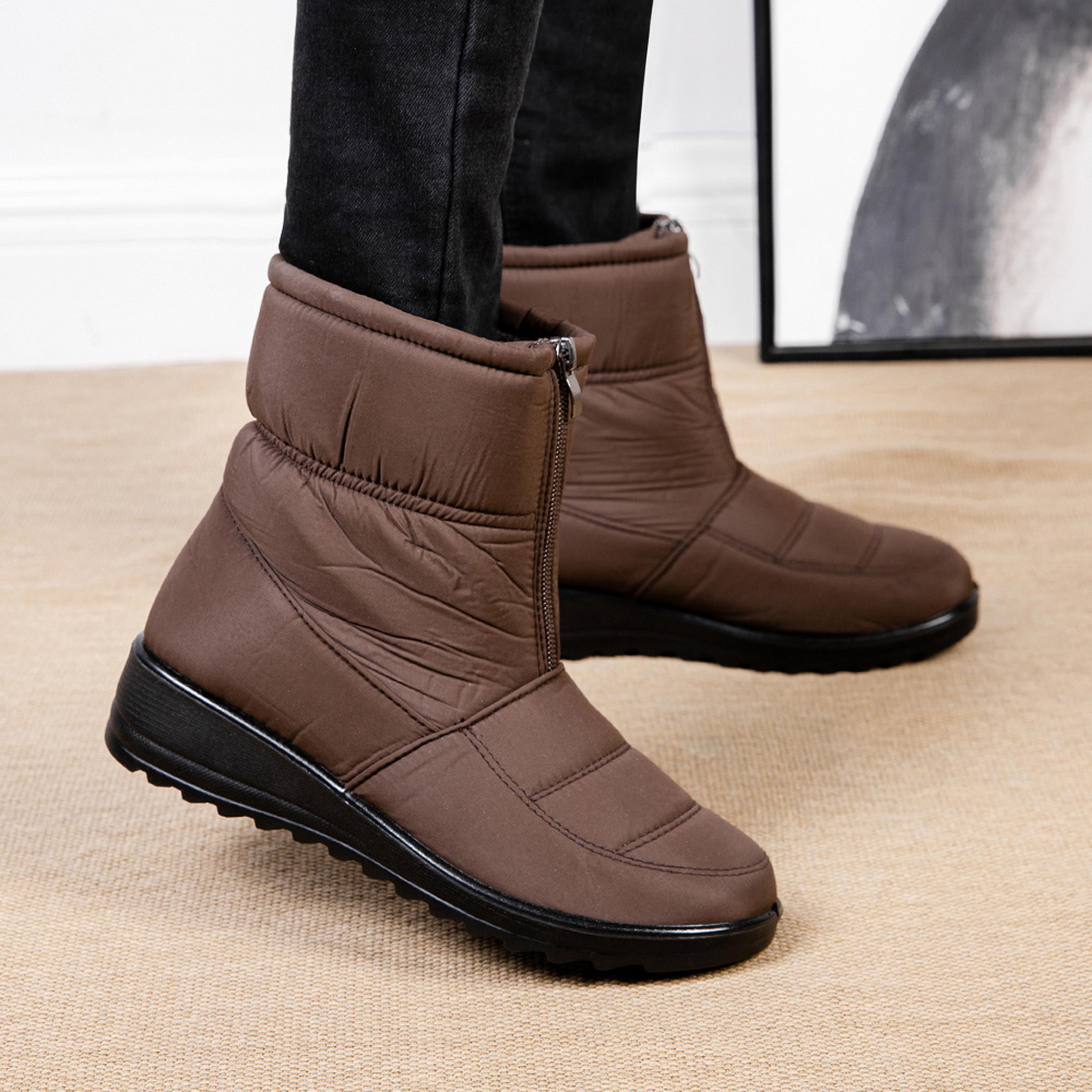 Womens Waterproof Winter Snow Boots With Plush Lining And Front Zipper 2