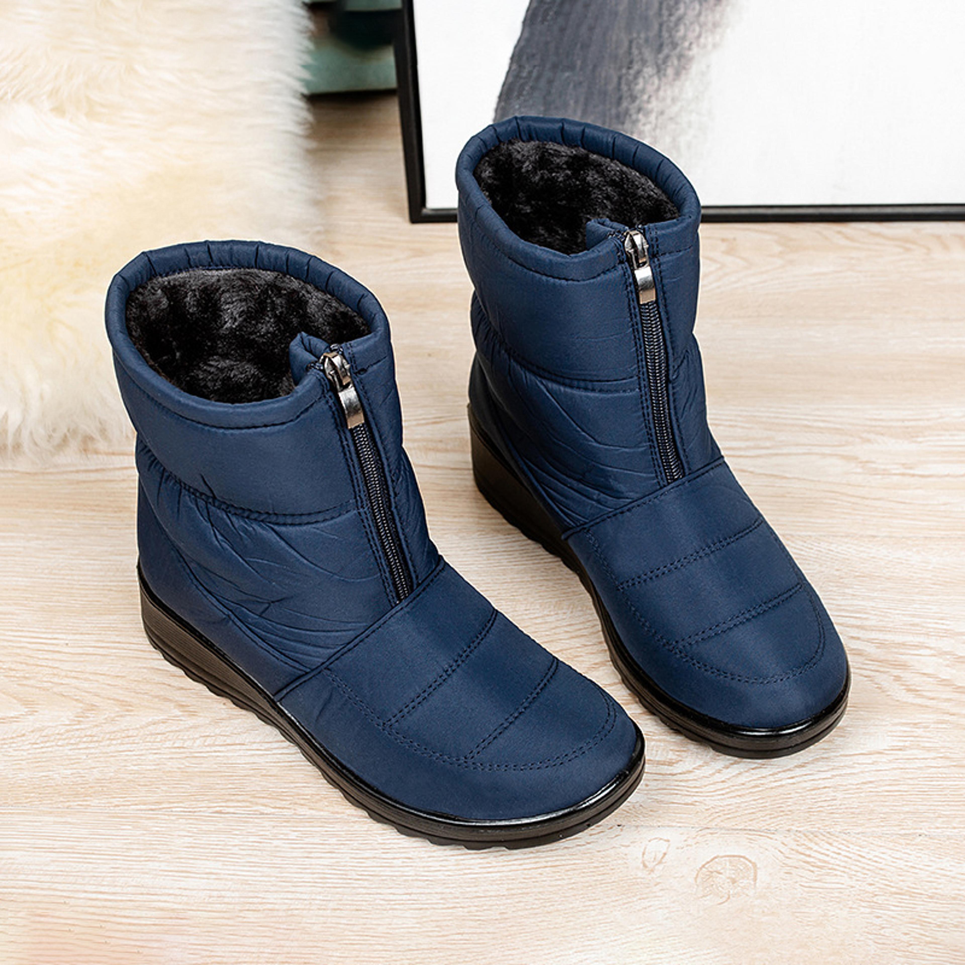 Womens Waterproof Winter Snow Boots With Plush Lining And Front Zipper 5