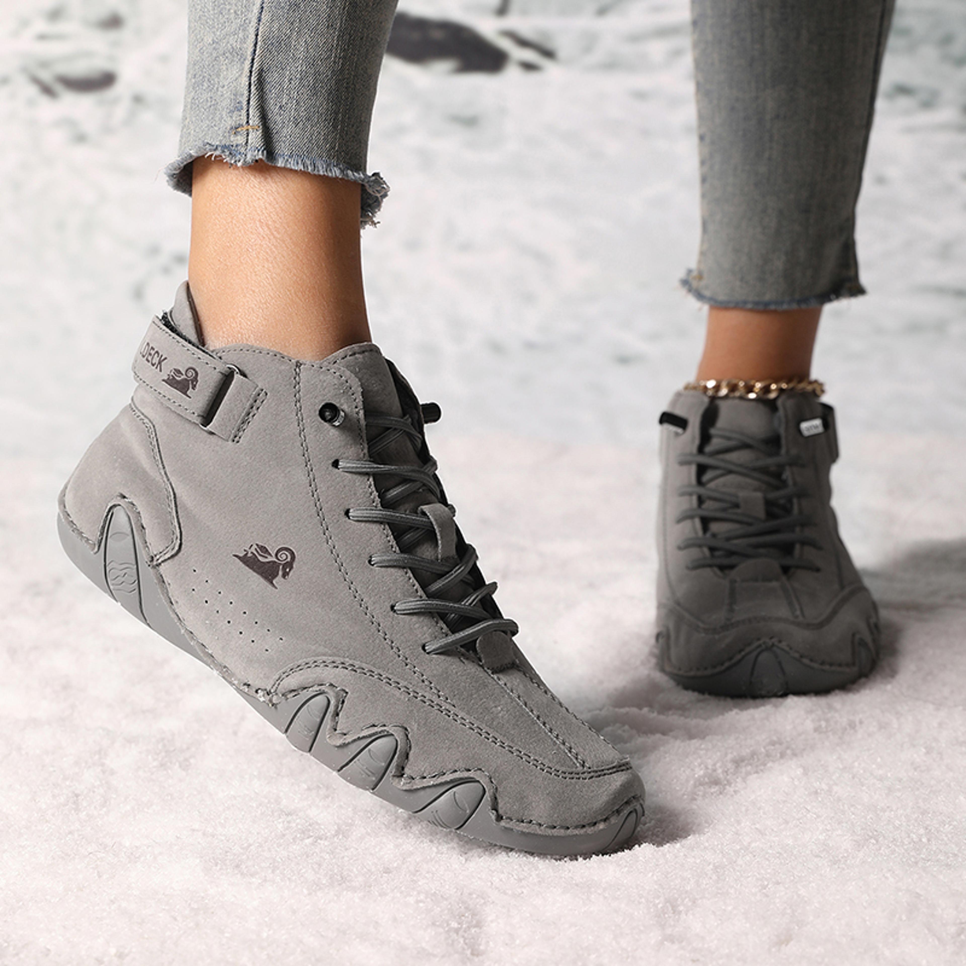 Womens LaceUp Ankle Boots With Microfiber Upper And Flat Rubber Sole 5