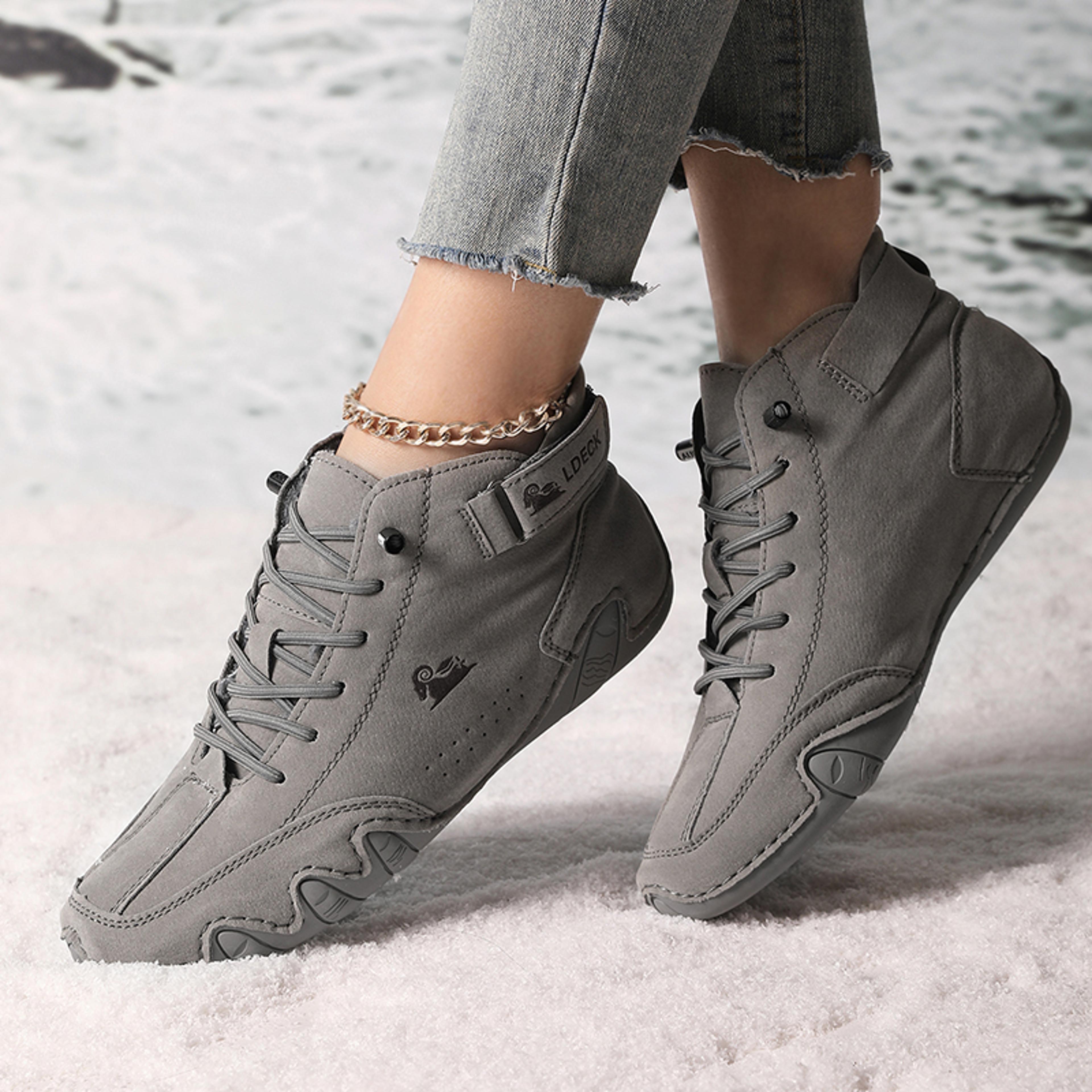 Womens LaceUp Ankle Boots With Microfiber Upper And Flat Rubber Sole 7