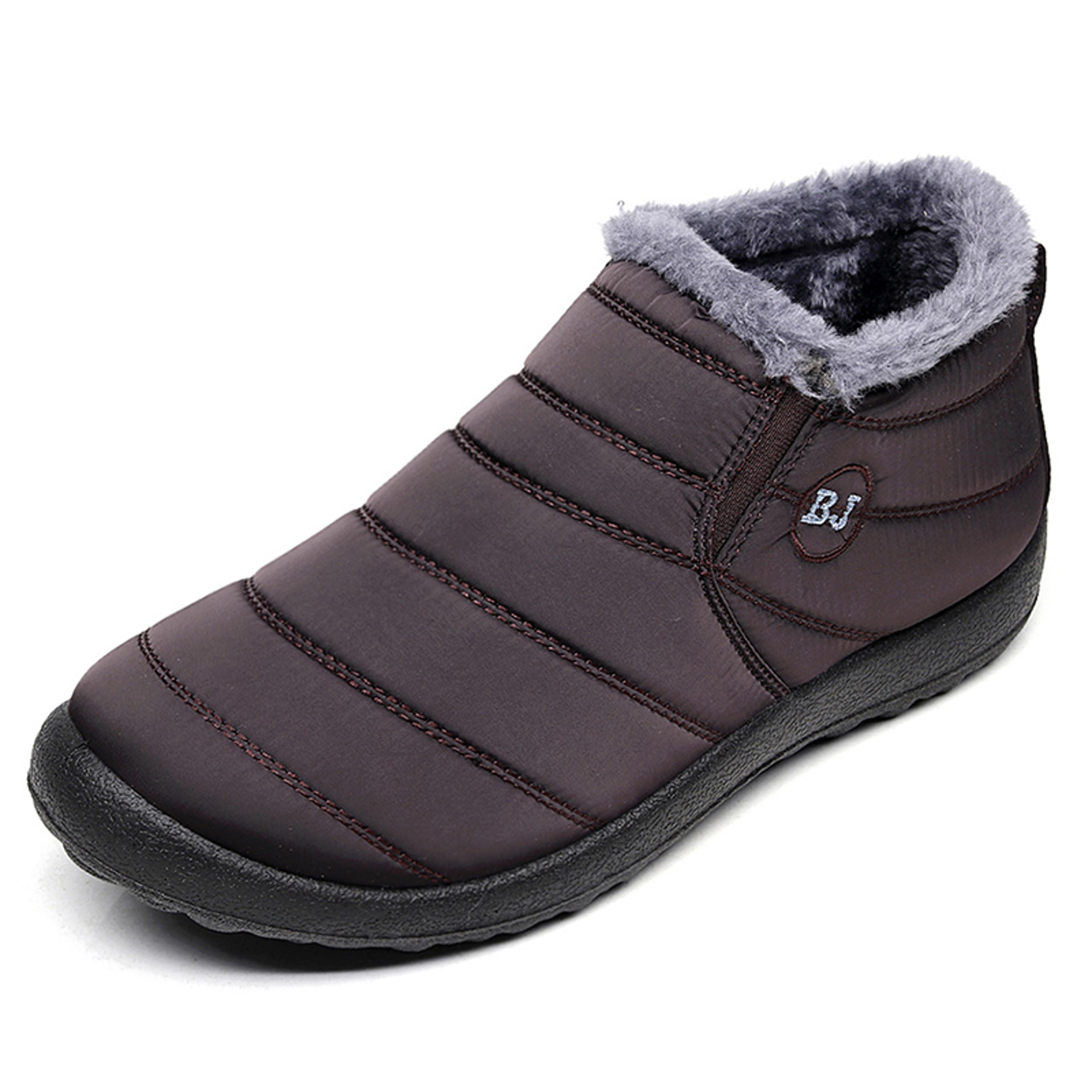 Womens Waterproof Winter Ankle Boots With Plush Lining And Flat Heel 9