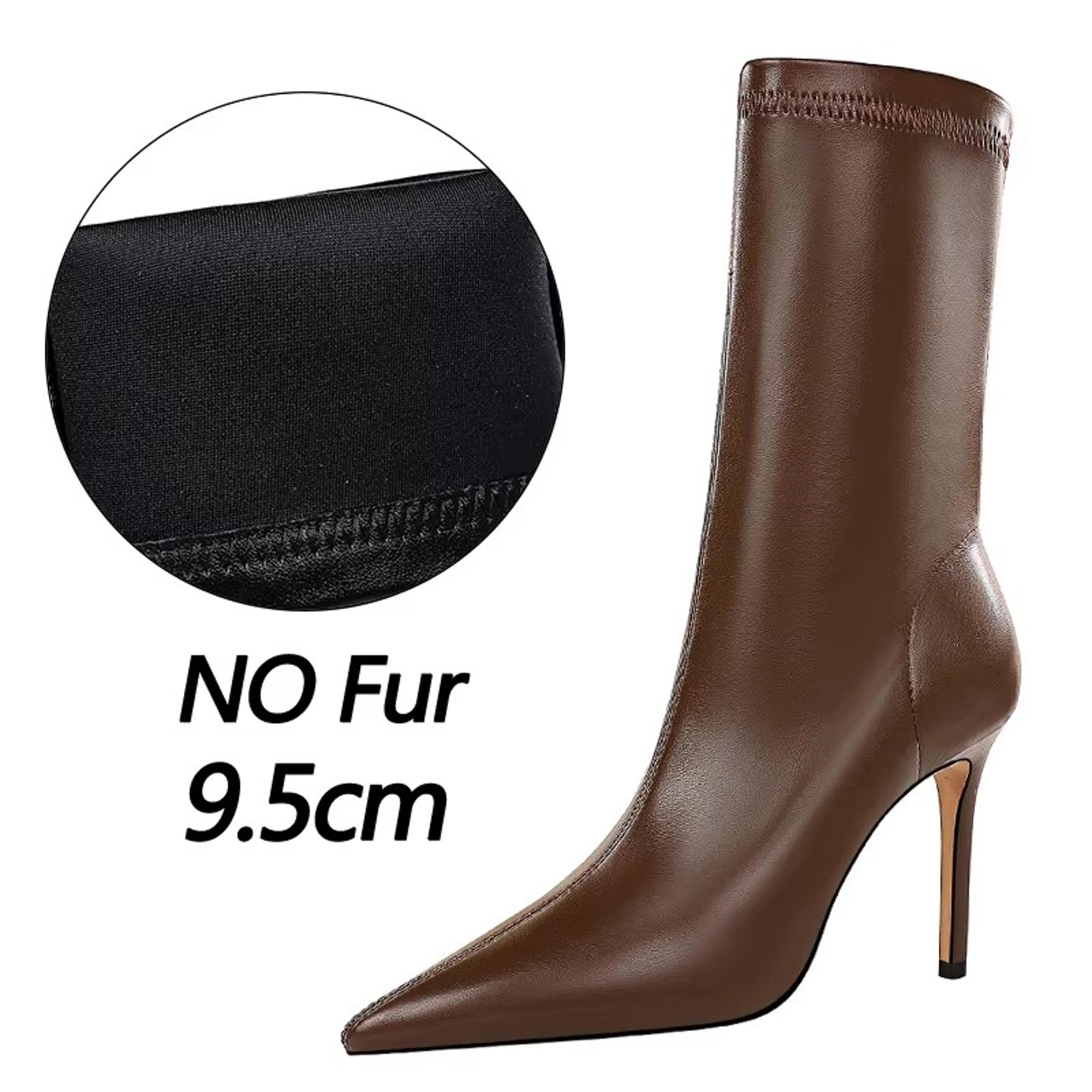 Womens Pointed Toe High Heel Ankle Boots With Plush Lining And SlipOn Design 7