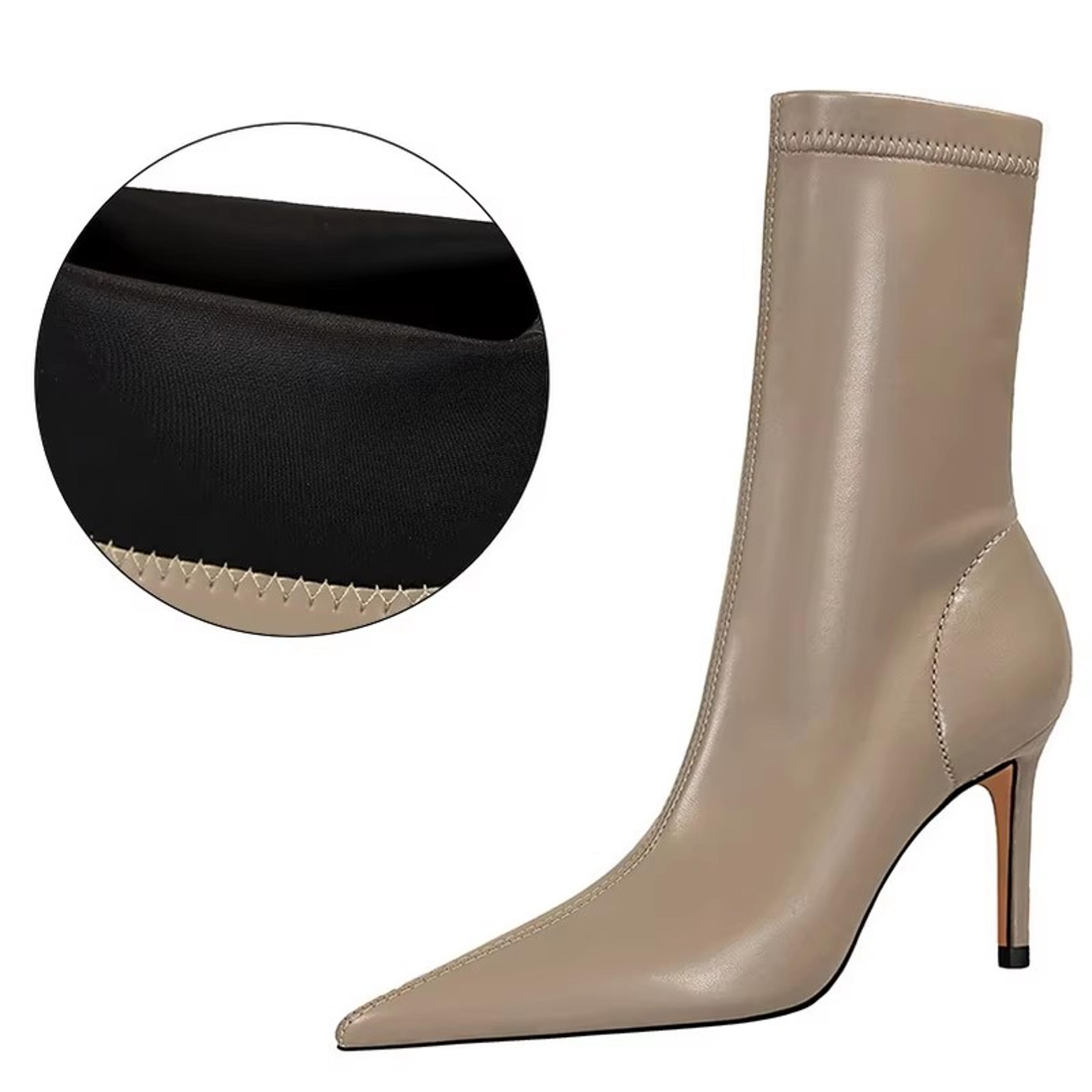 Womens Pointed Toe High Heel Ankle Boots With Plush Lining And SlipOn Design 14