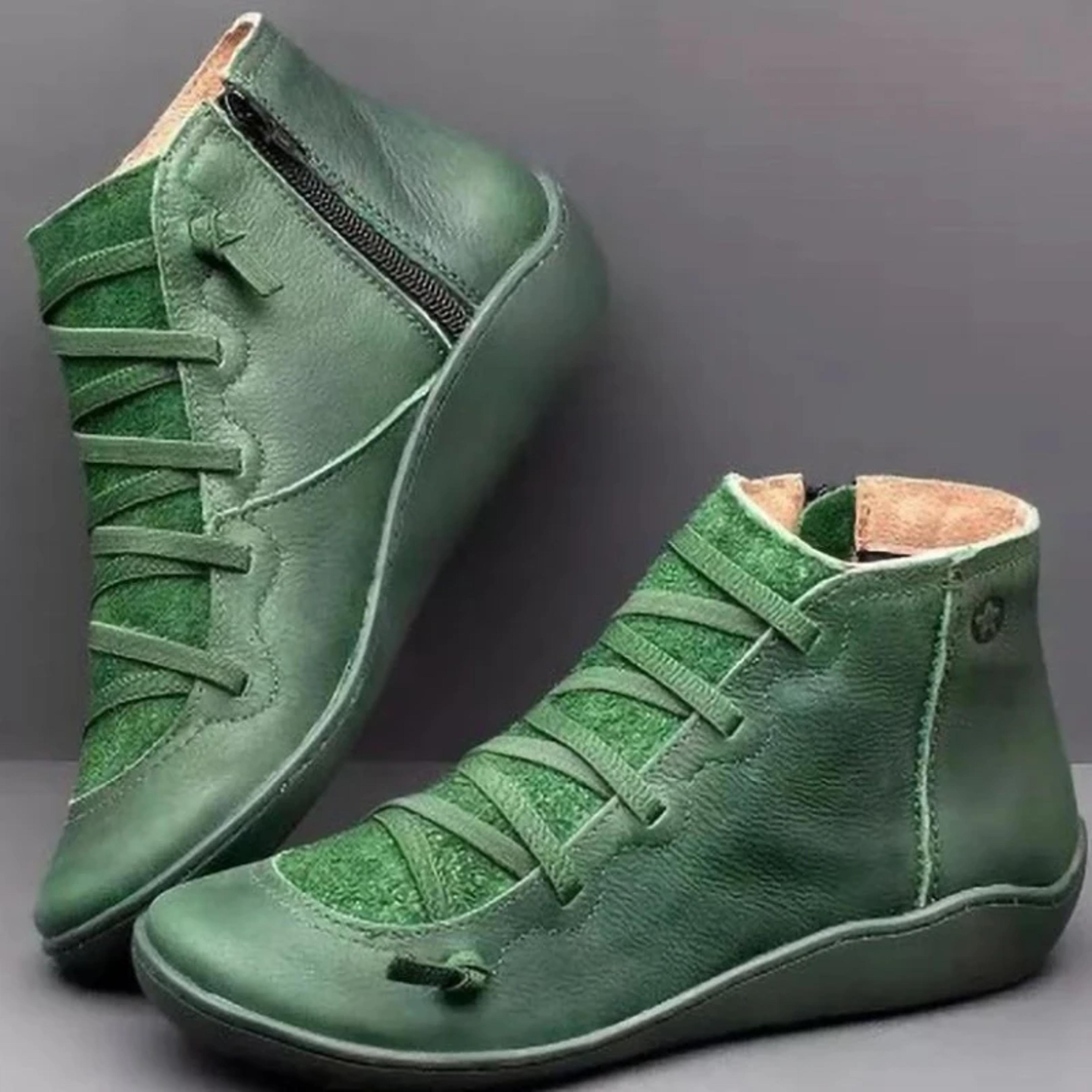 Womens Vintage LaceUp Ankle Boots With Low Wedge Heels And Platform Soles 3