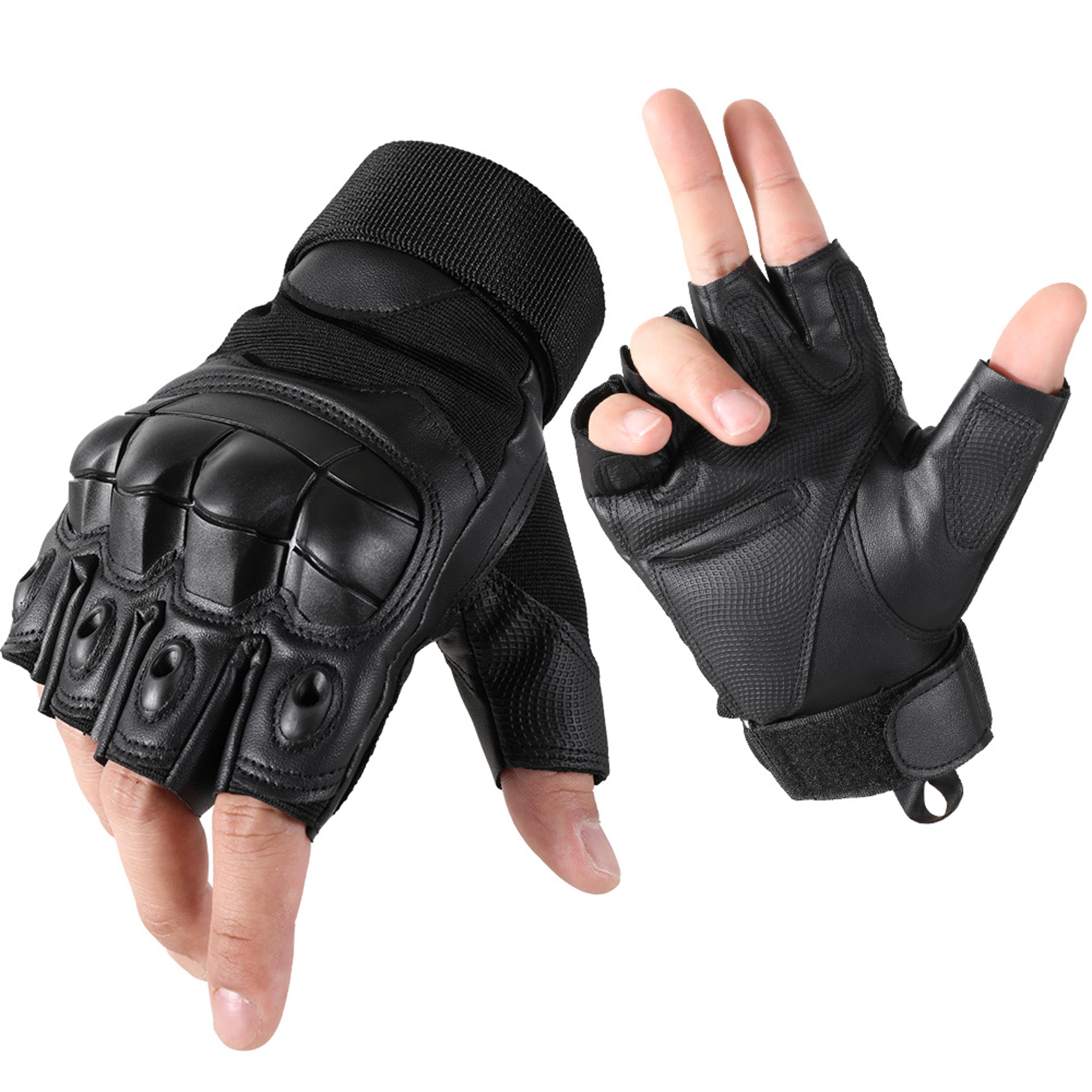 tactical fingerless gloves with anti-slip grip and hard shell protection