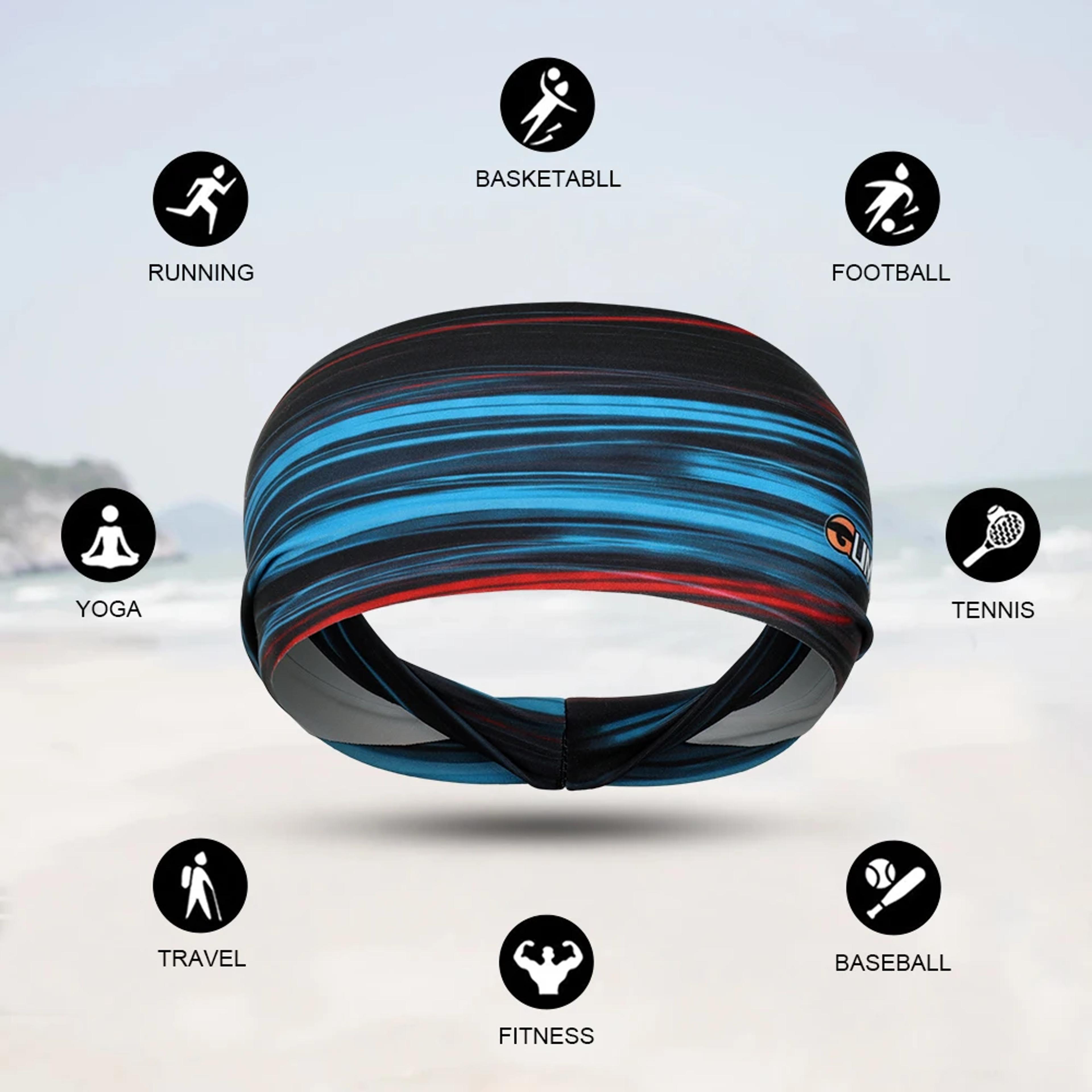 2Pack Sports Headbands Stretchable Breathable SweatWicking Hair Bands 3