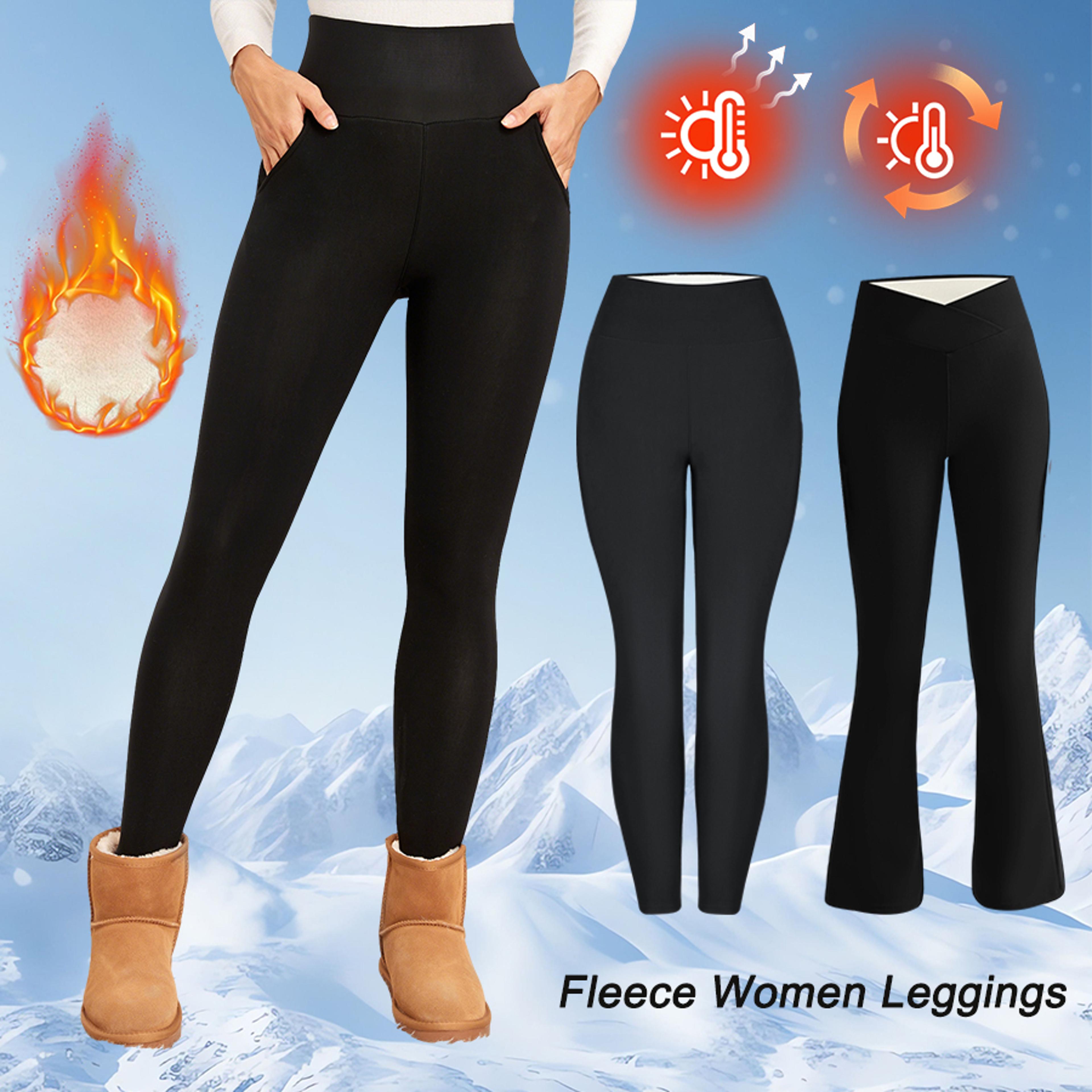 Womens HighWaisted FleeceLined Flared Leggings For Winter 1