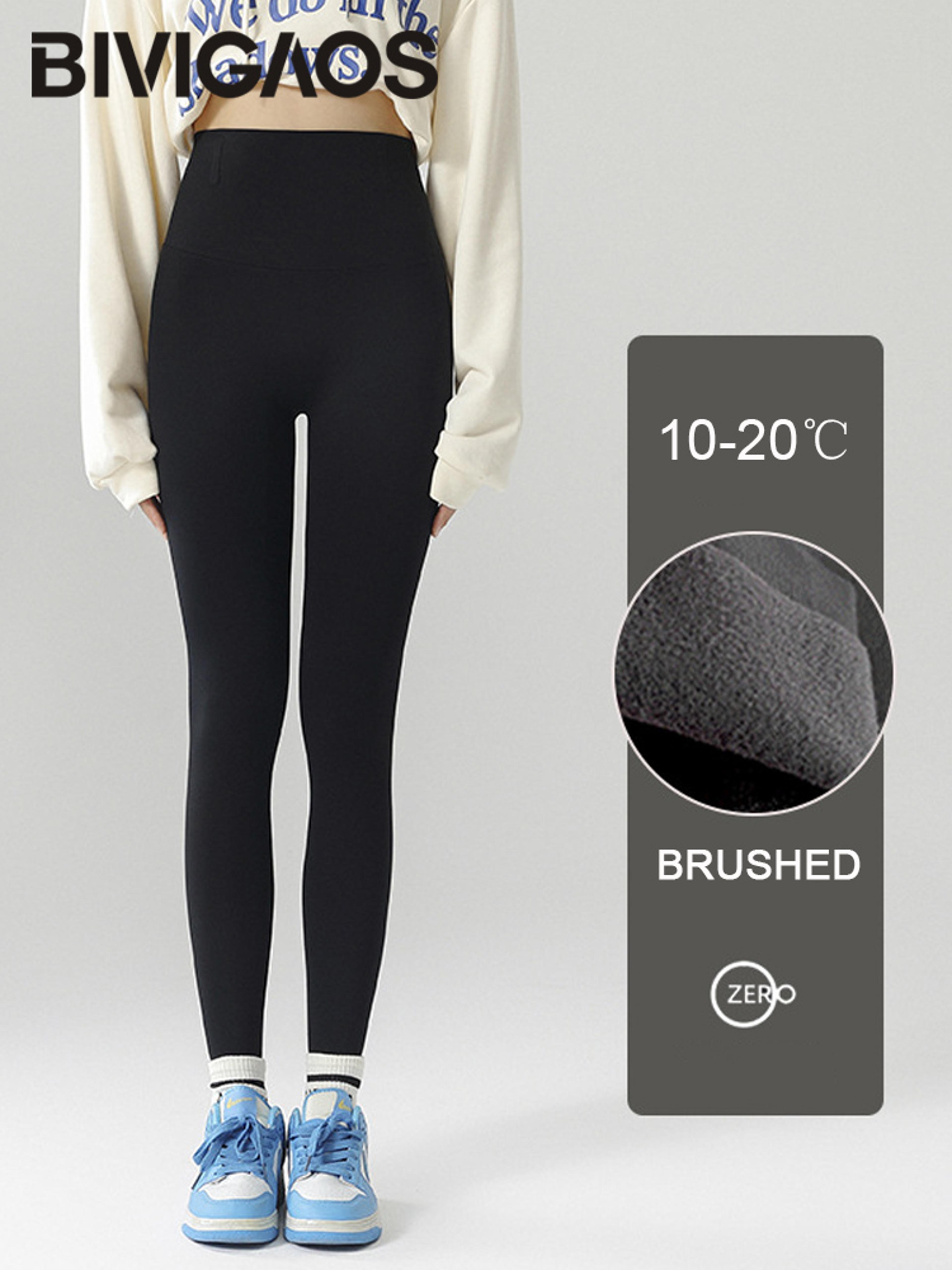 Womens High Waist Fleece Lined Leggings With Seamless Stretch Fit 14