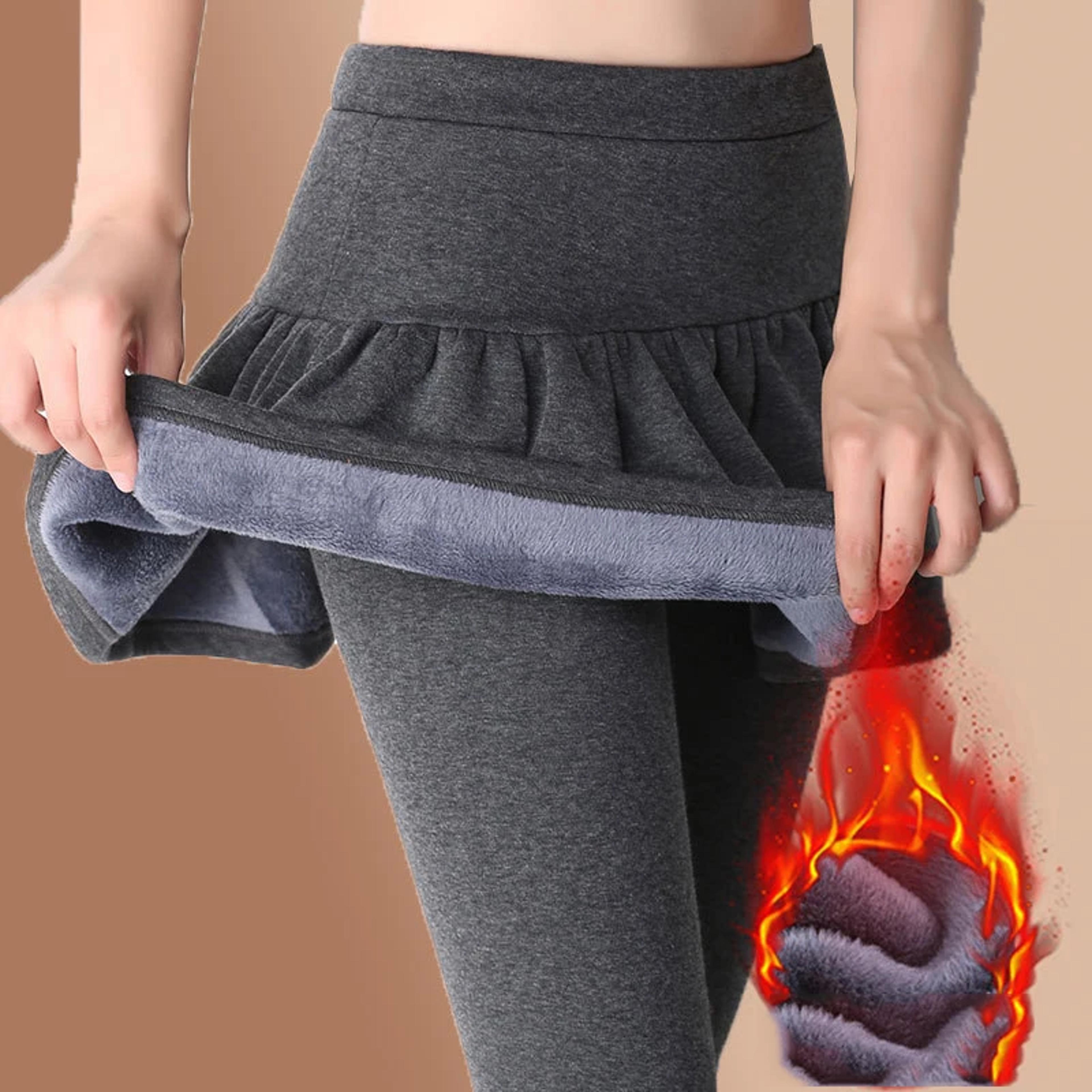 Womens Plush Thermal Leggings Mid Waist Ankle Length Winter Pants 1