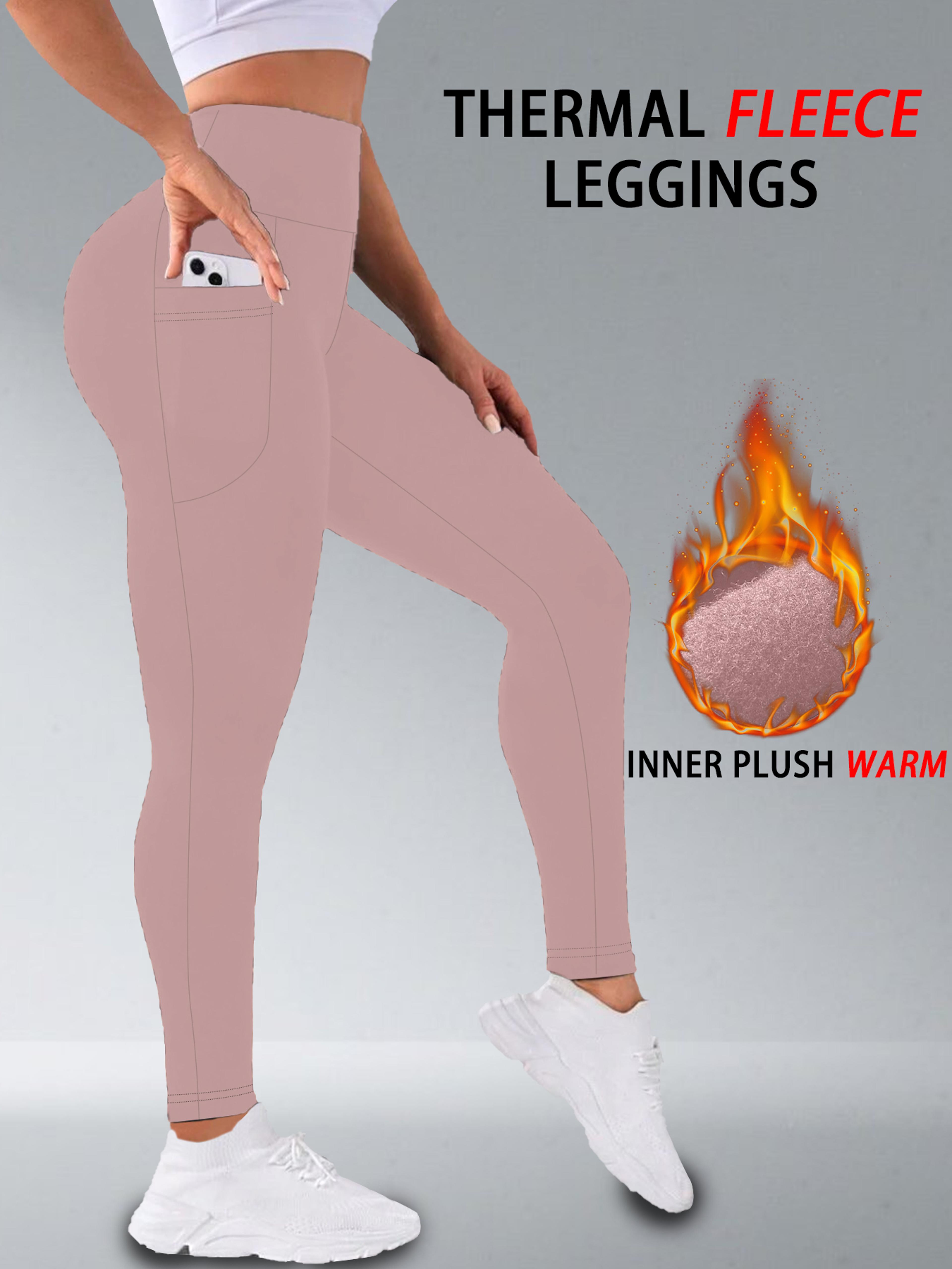 Womens High Waisted Fleece Lined Thermal Leggings With Pockets 7