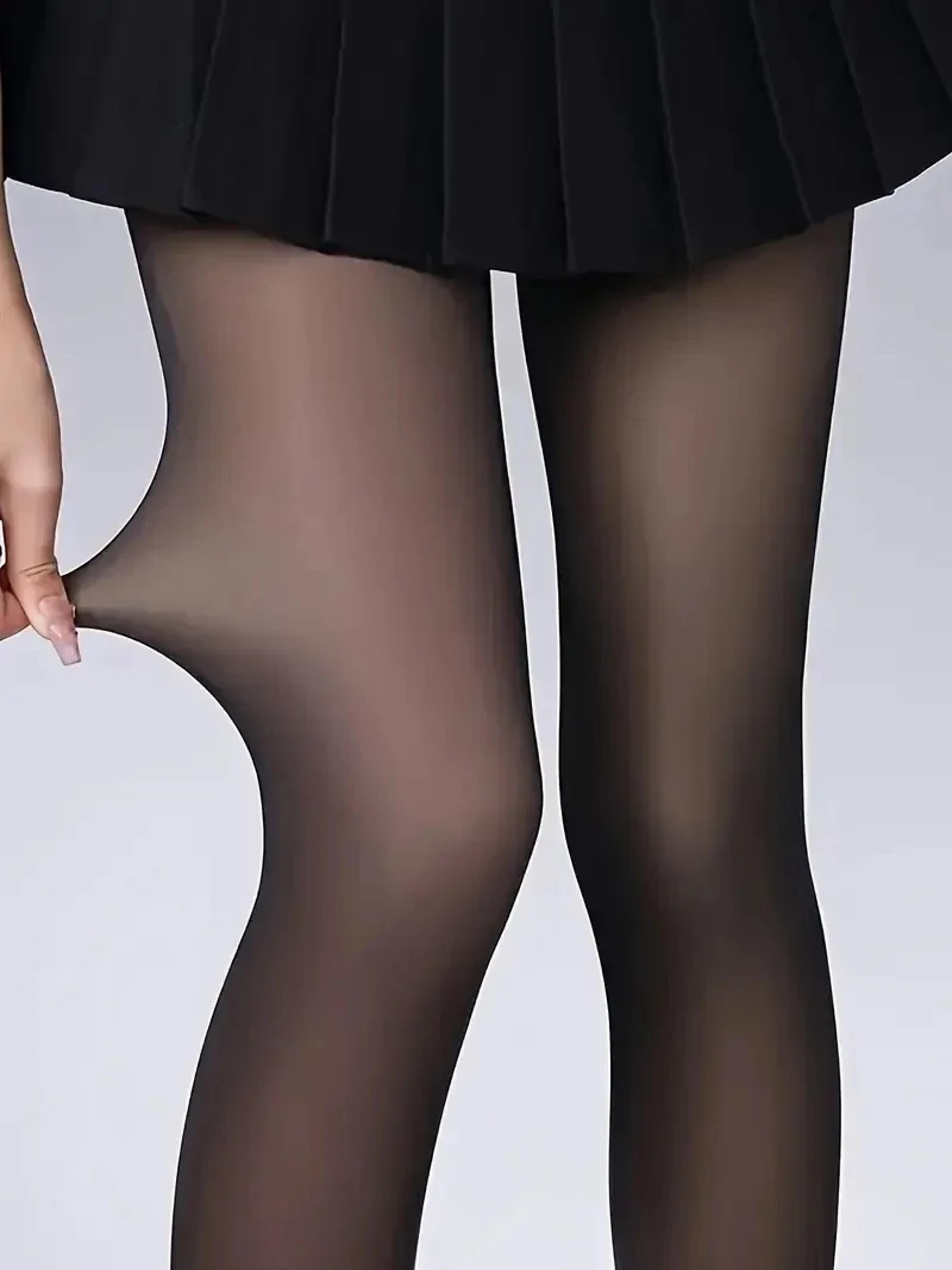 Womens FleeceLined Leggings  SemiSheer Stretch Winter Tights 3