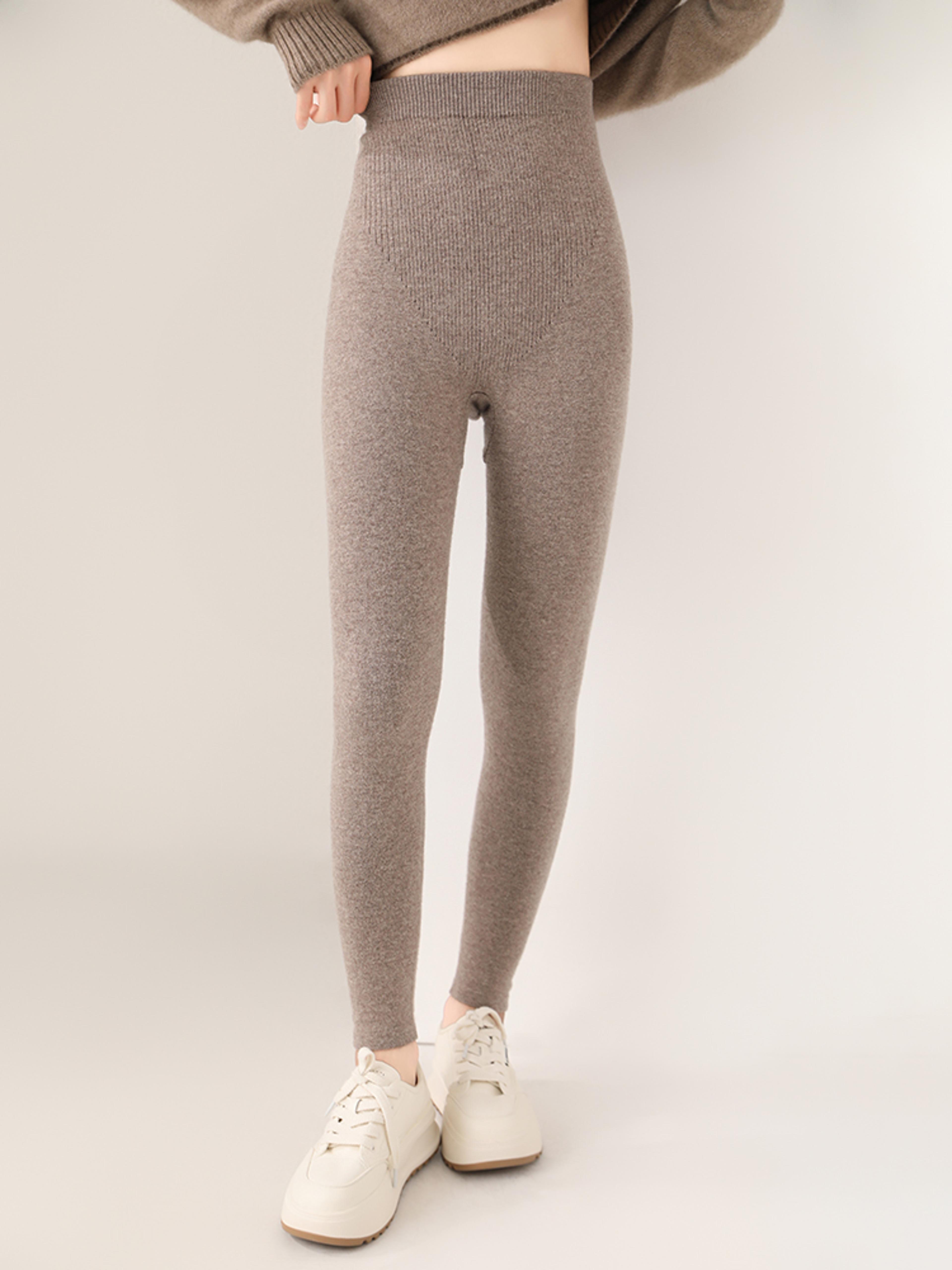 Womens 100 Merino Wool HighWaisted Knit Leggings For Fall And Winter 1