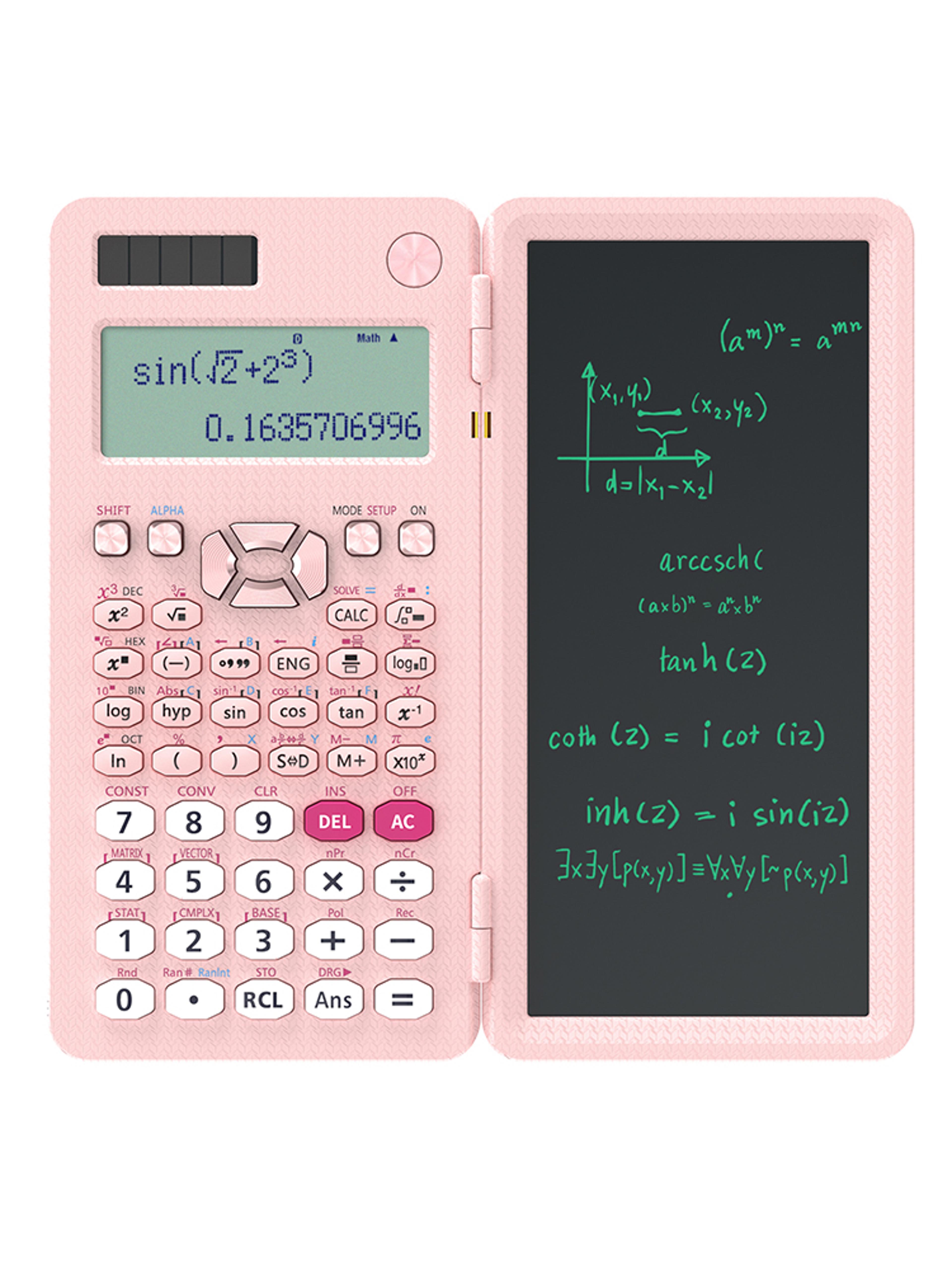 scientific calculator with lcd writing tablet and dual power supply
