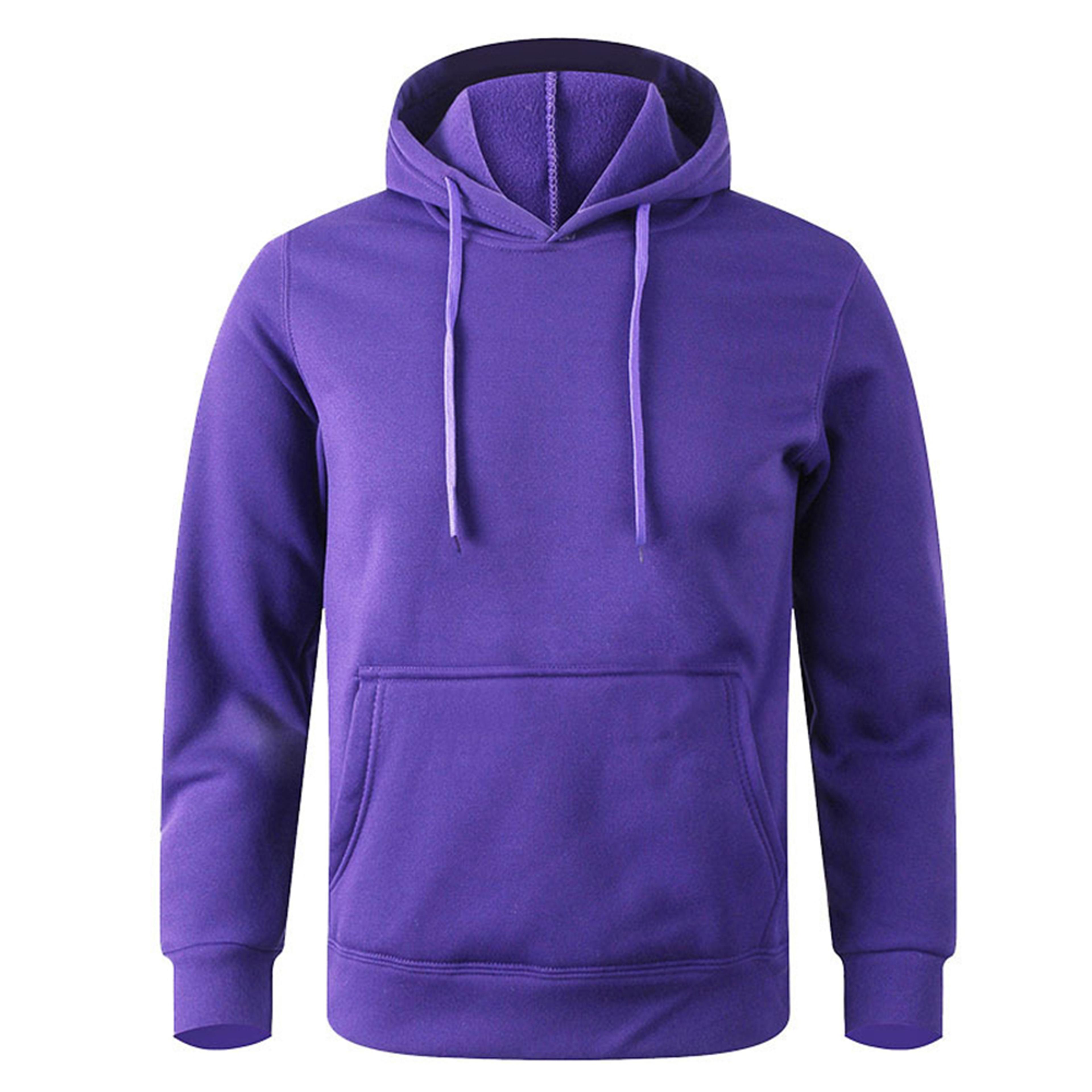 Unisex Solid Color Pullover Hoodie With Kangaroo Pocket And Ribbed Cuffs 6