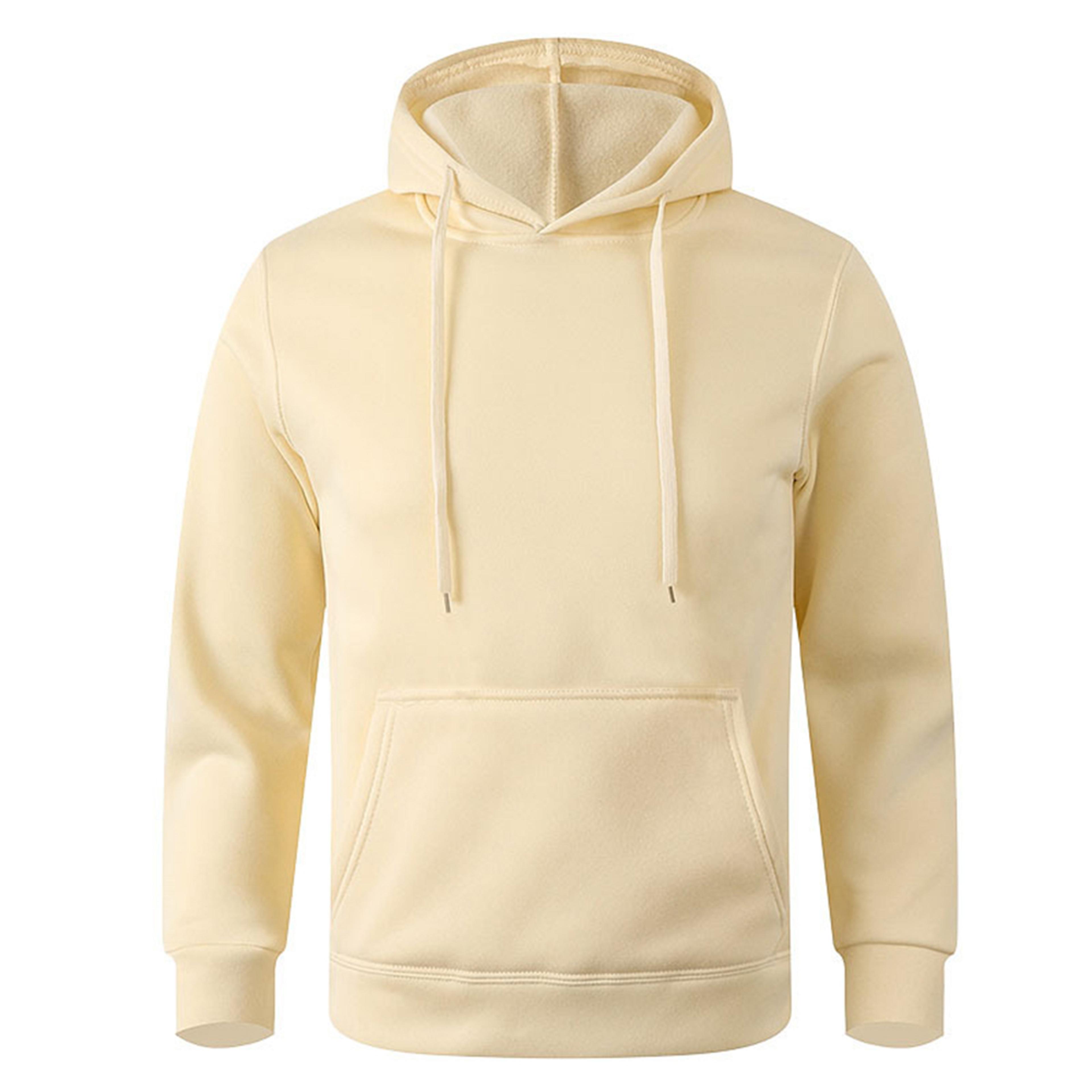 Unisex Solid Color Pullover Hoodie With Kangaroo Pocket And Ribbed Cuffs 14