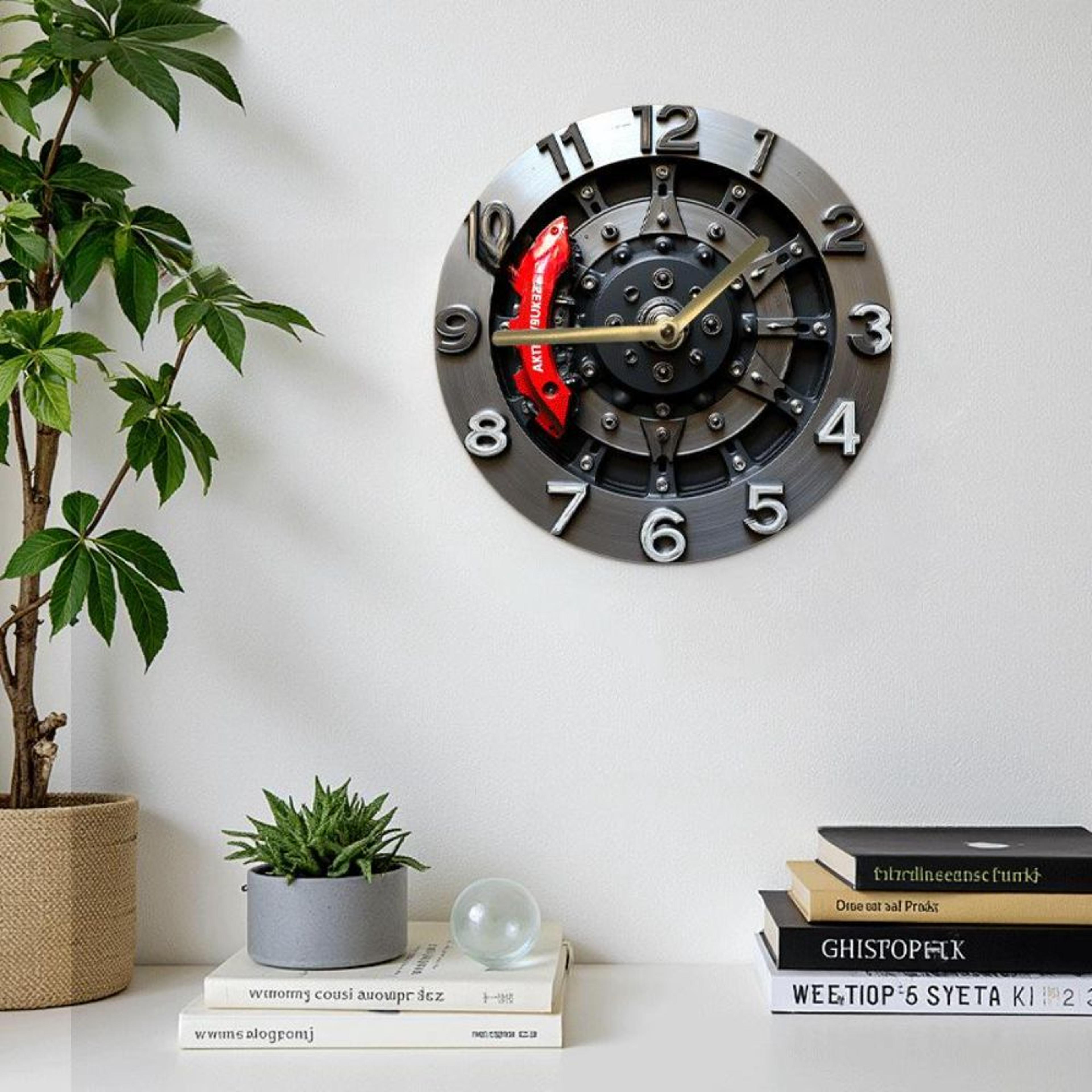 Retro Industrial Wood Gear Pattern Round Wall Clock 5
