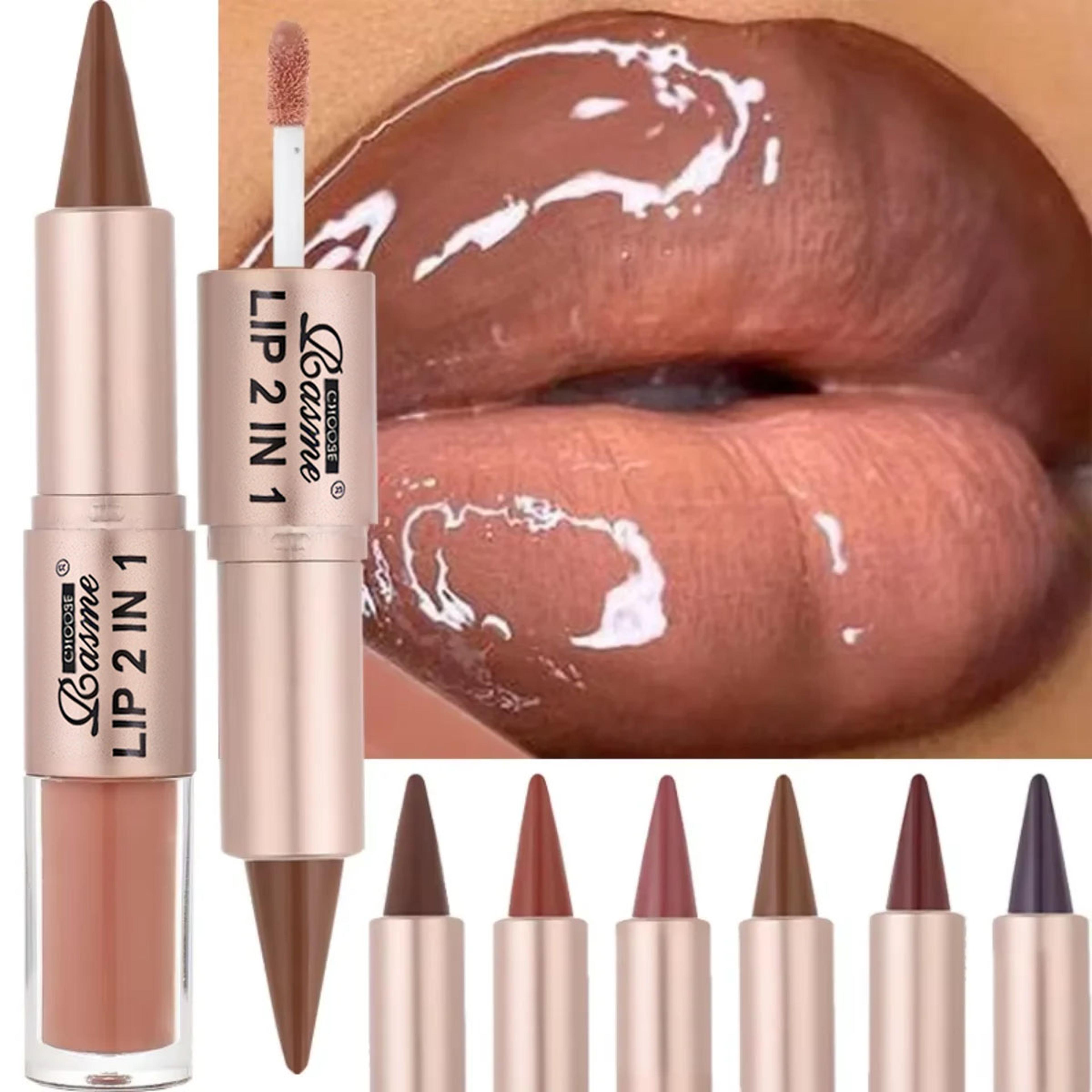 2in1 Lip Liner And Gloss Waterproof Matte Lip Contour With Mirror Shine 1
