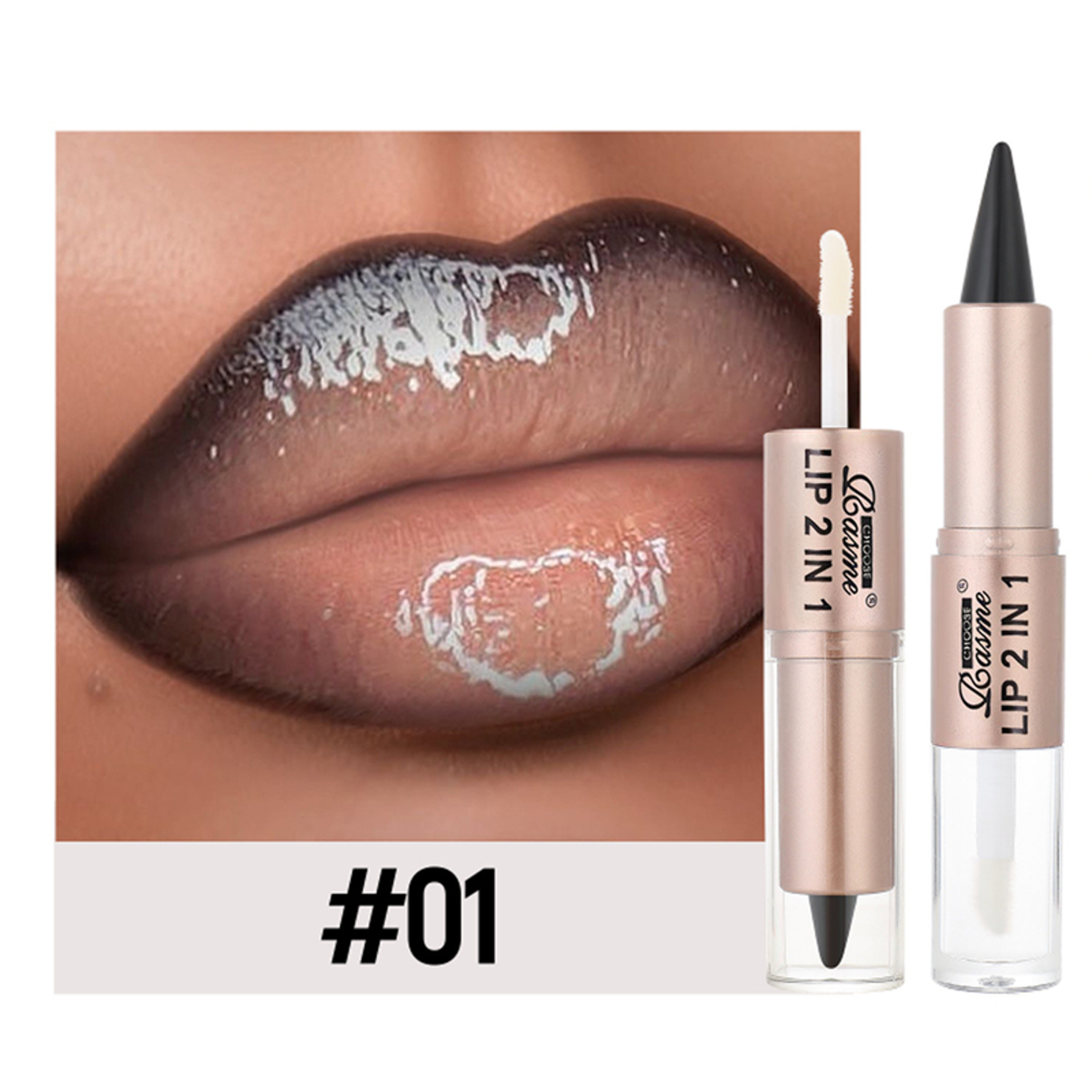 2in1 Lip Liner And Gloss Waterproof Matte Lip Contour With Mirror Shine 16