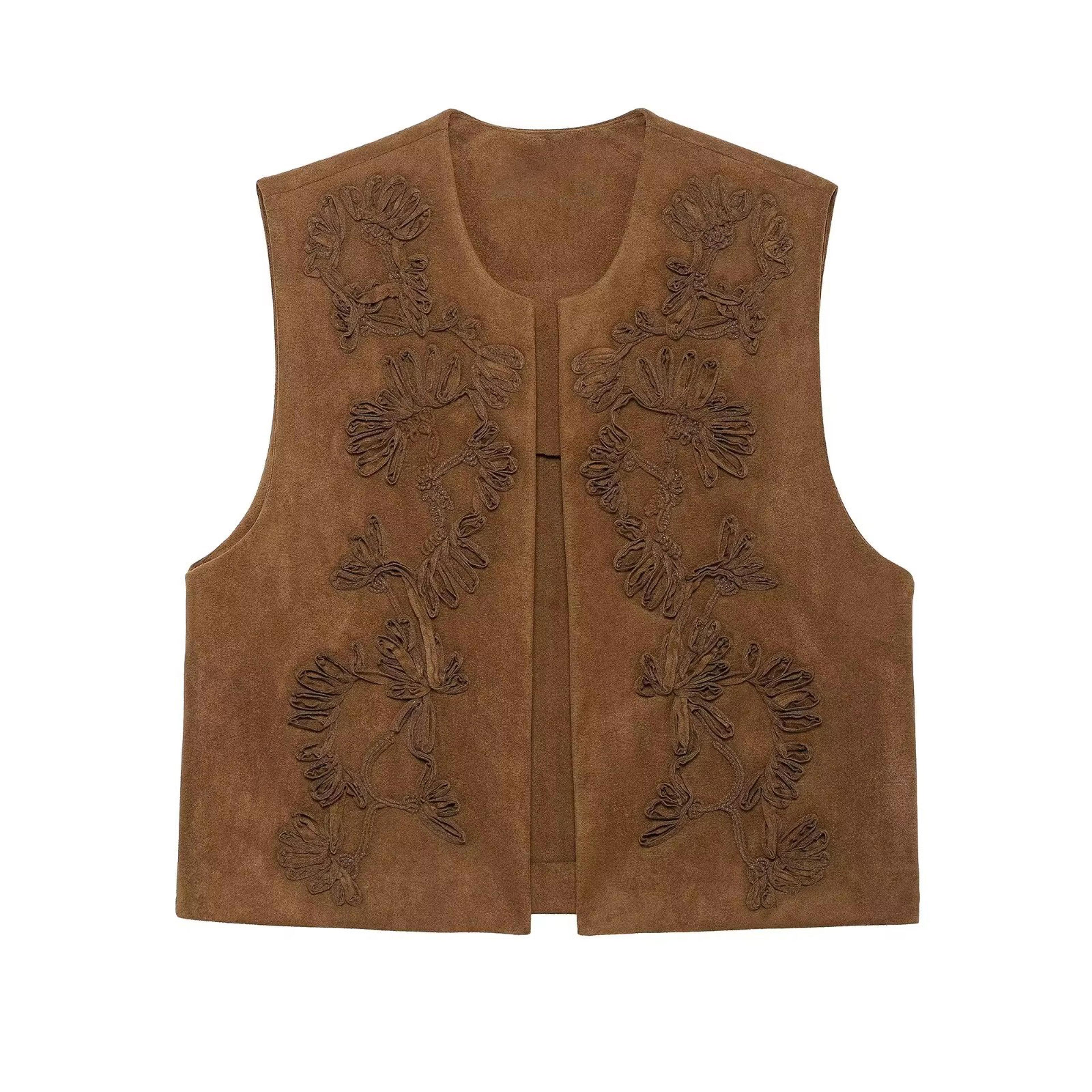 Womens Floral Embroidered Sleeveless Vest With Loose Fit And ONeck 7