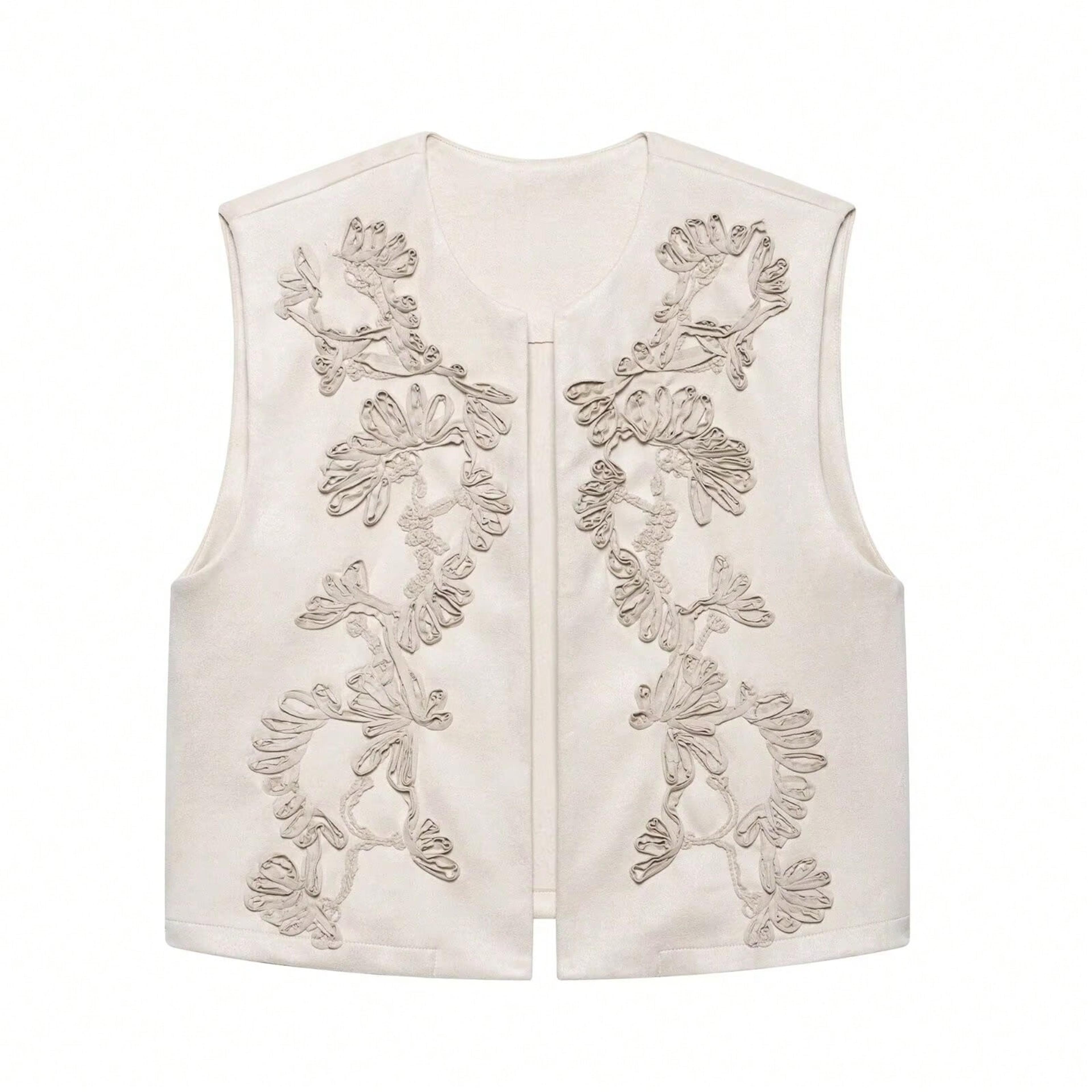 Womens Floral Embroidered Sleeveless Vest With Loose Fit And ONeck 9