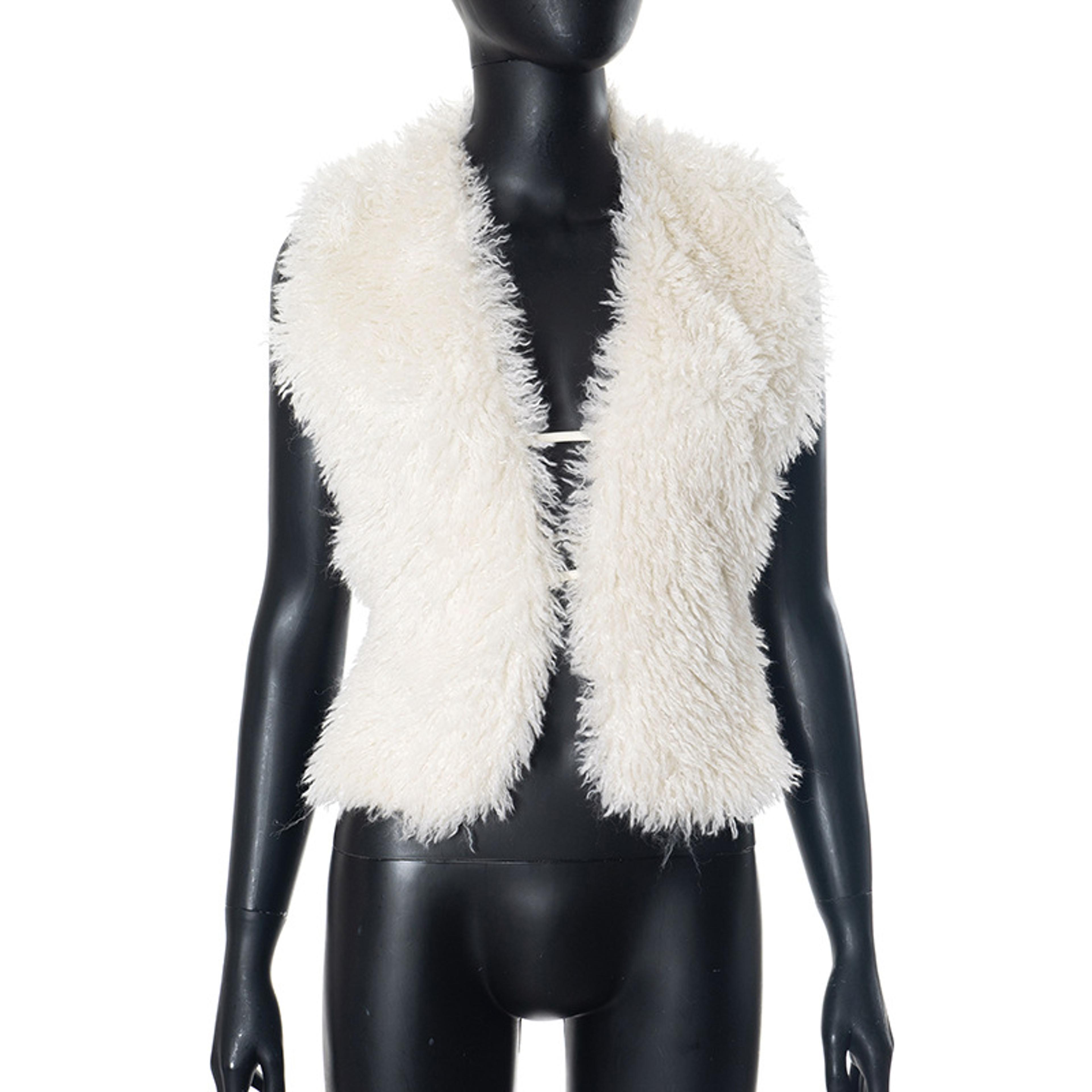 Womens Fluffy Faux Fur Halter Vest With Deep VNeck And Backless Design 7