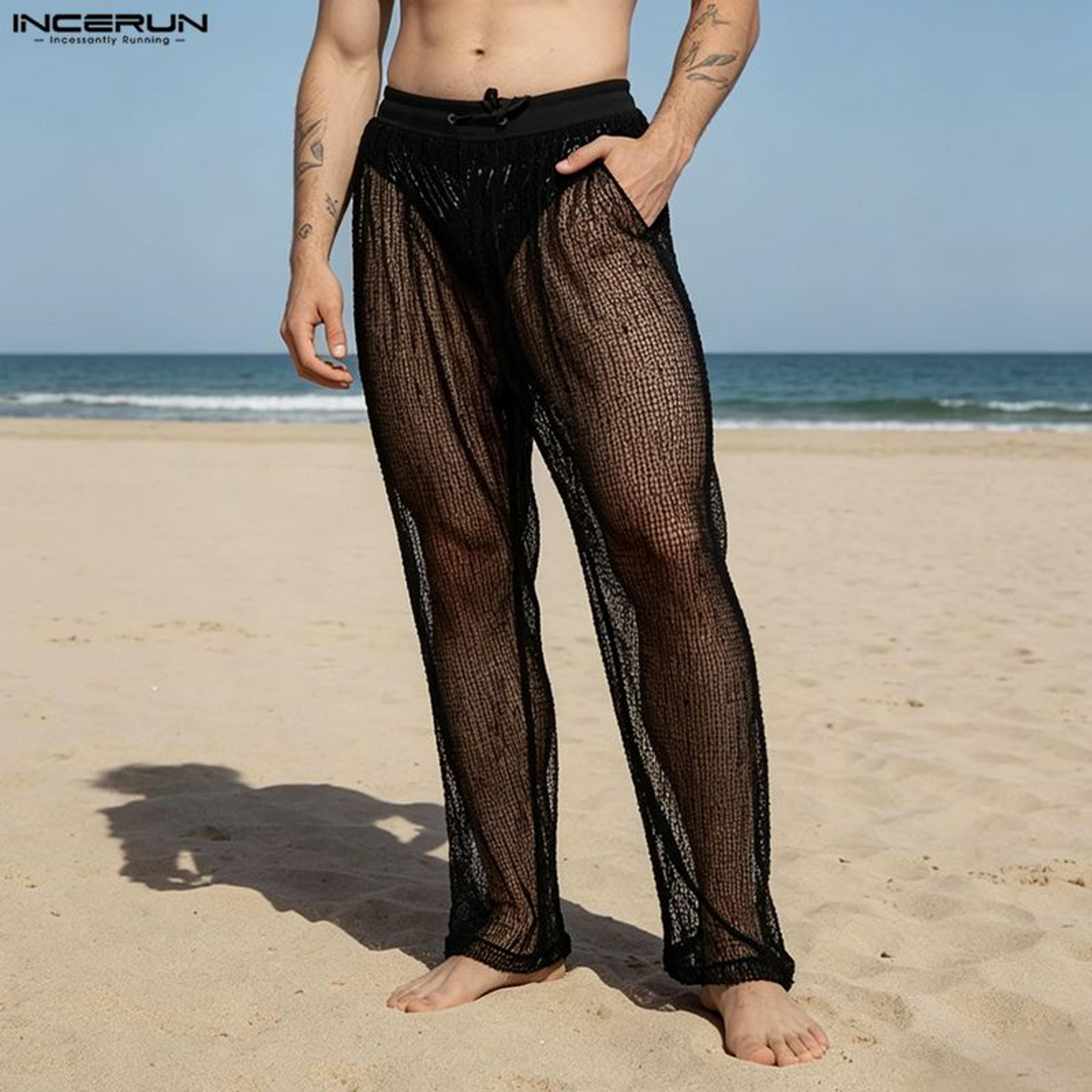 Mens Mesh Patchwork Jogger Pants With Drawstring Waist And Loose Fit 4
