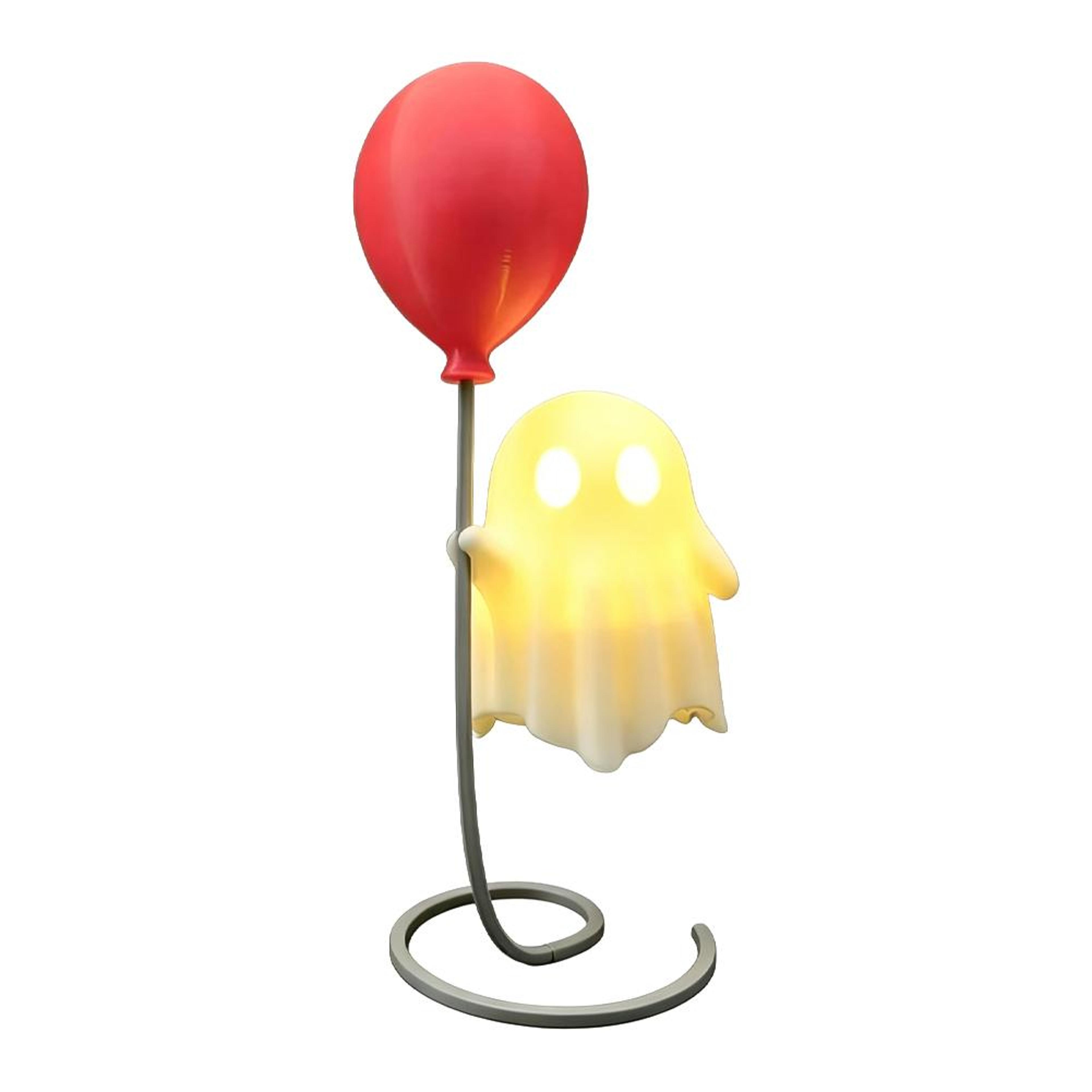 cute ghost led night light with red balloon – halloween tabletop decoration