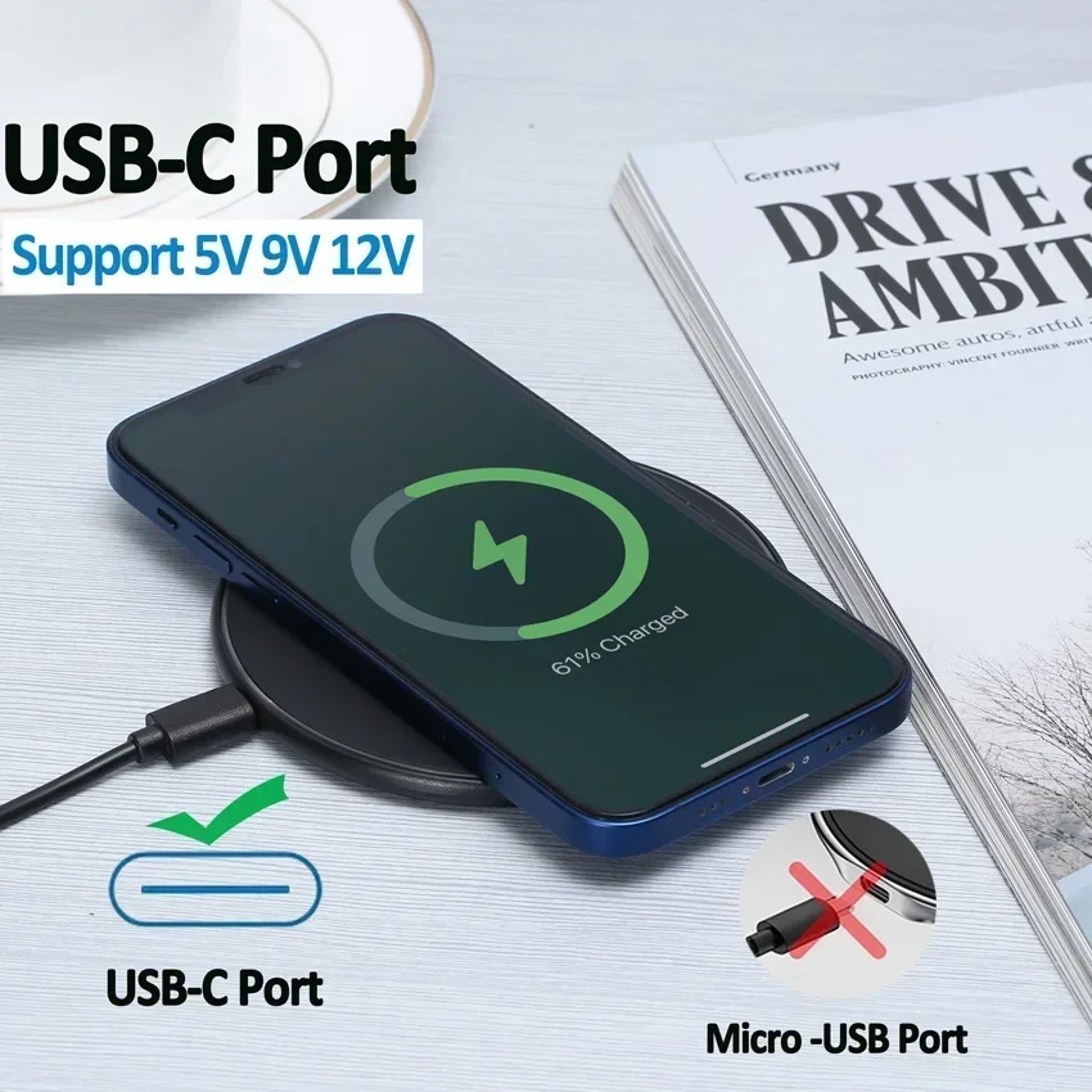 Fast Wireless Charger Pad for iPhone 15141312  Samsung S22S21 QiCertified Induction Charging