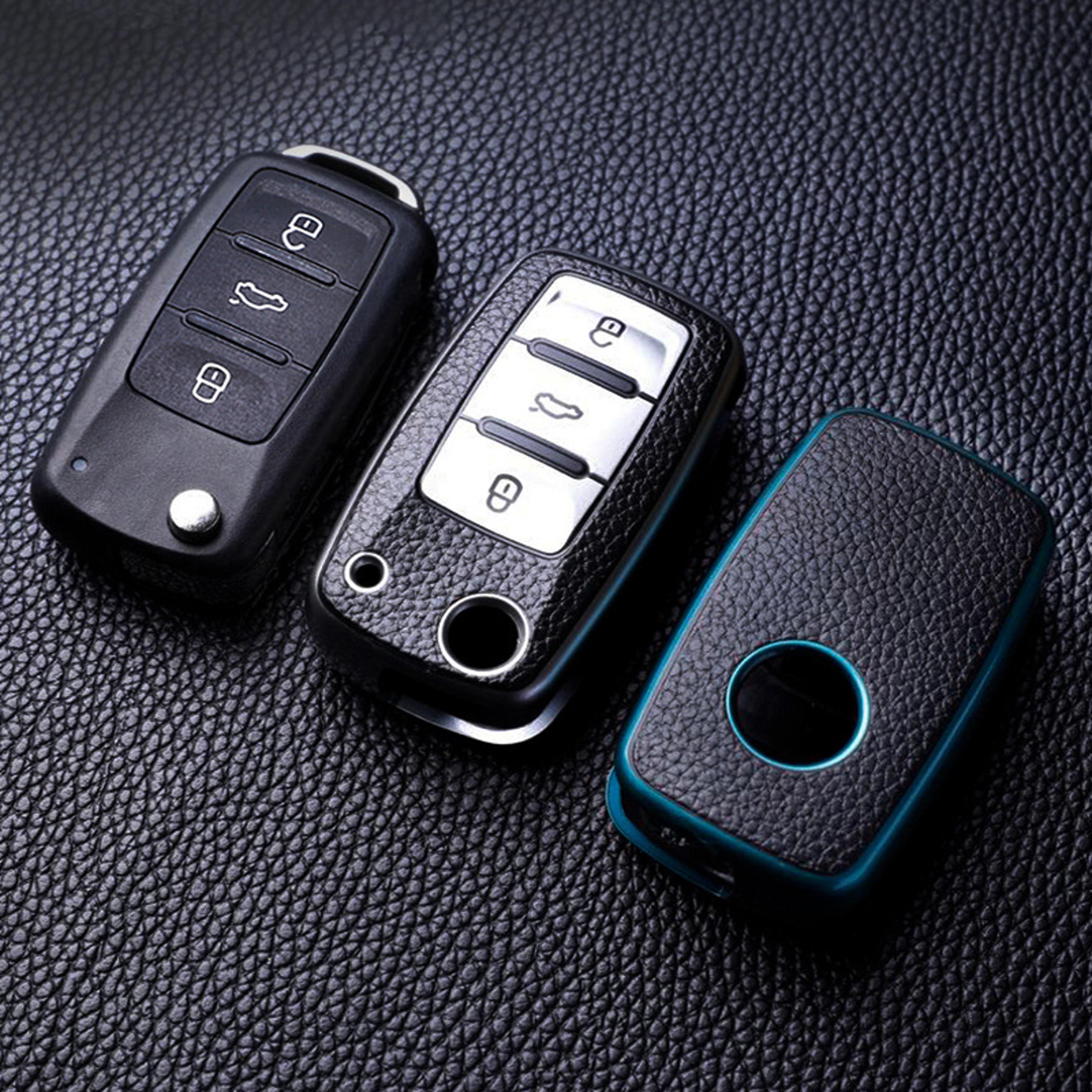 Leather TPU Car Key CaseFull Cover Protection For VW Volkswagen Polo Tiguan Passat Golf JettaLavida 4