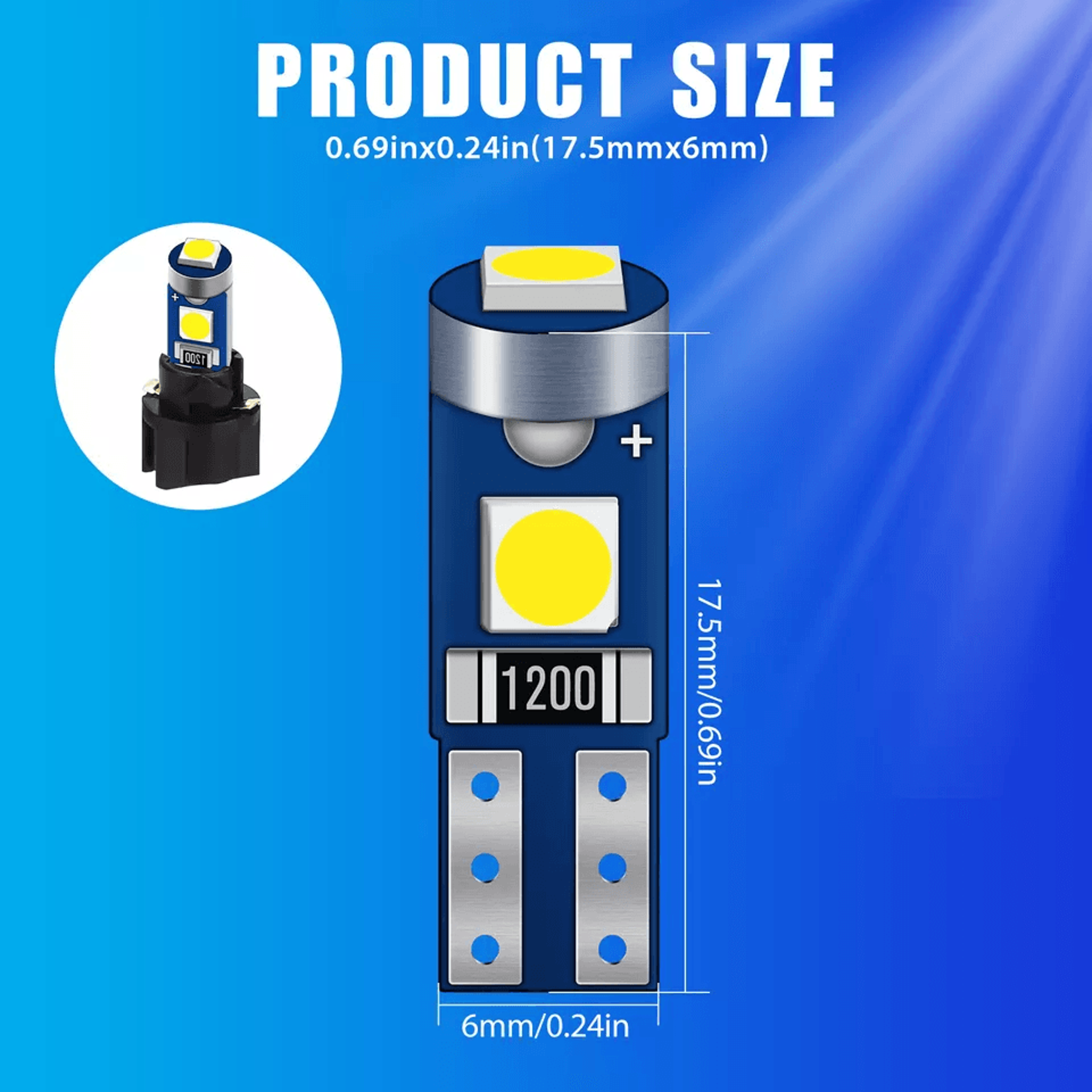 W3W LED Instrument Panel Cluster Dash Gauge Light Bulbs With Sockets White 3030 SMD Interior Lights 4