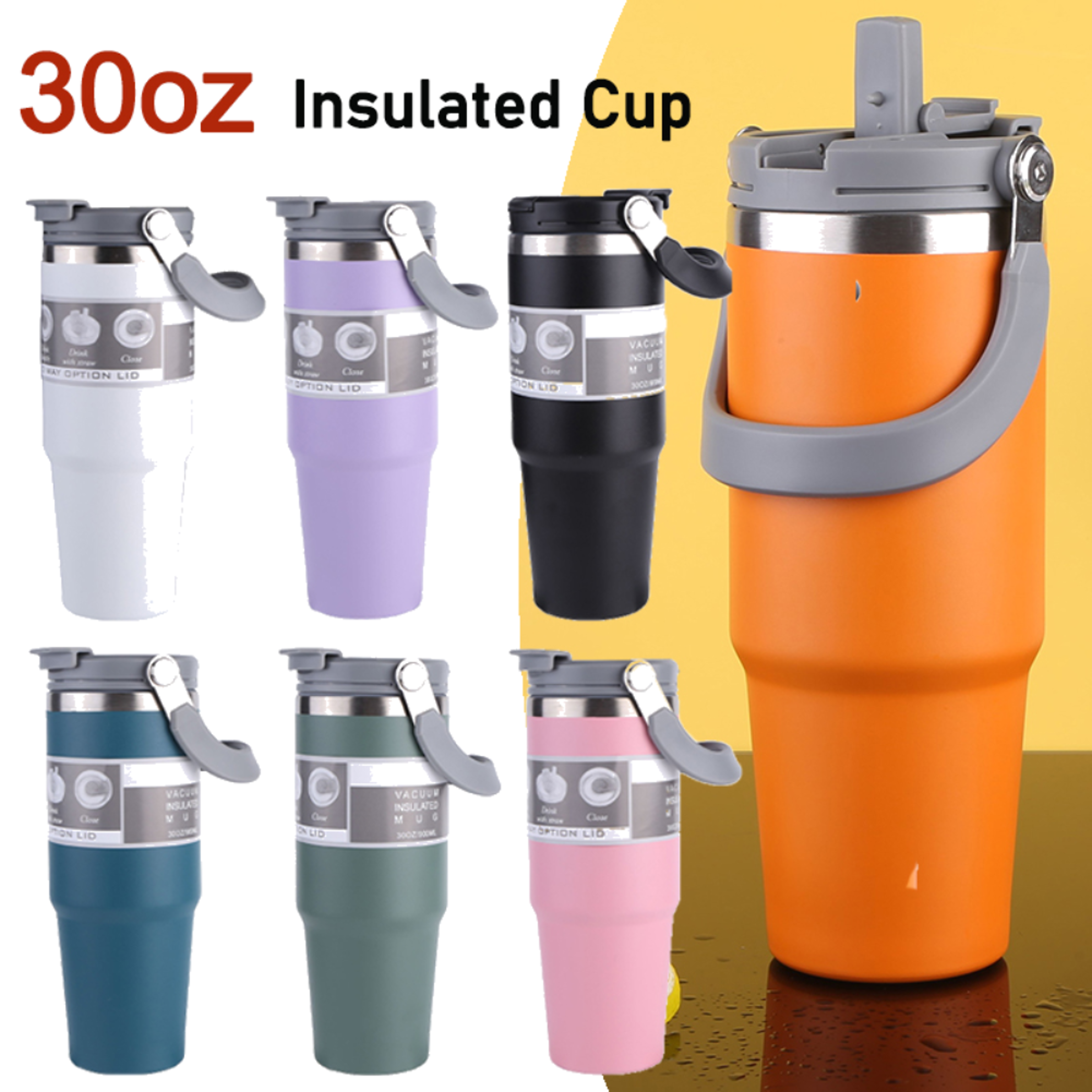 30oz vacuum insulated cup – double-layer stainless steel water bottle for hot & cold drinks