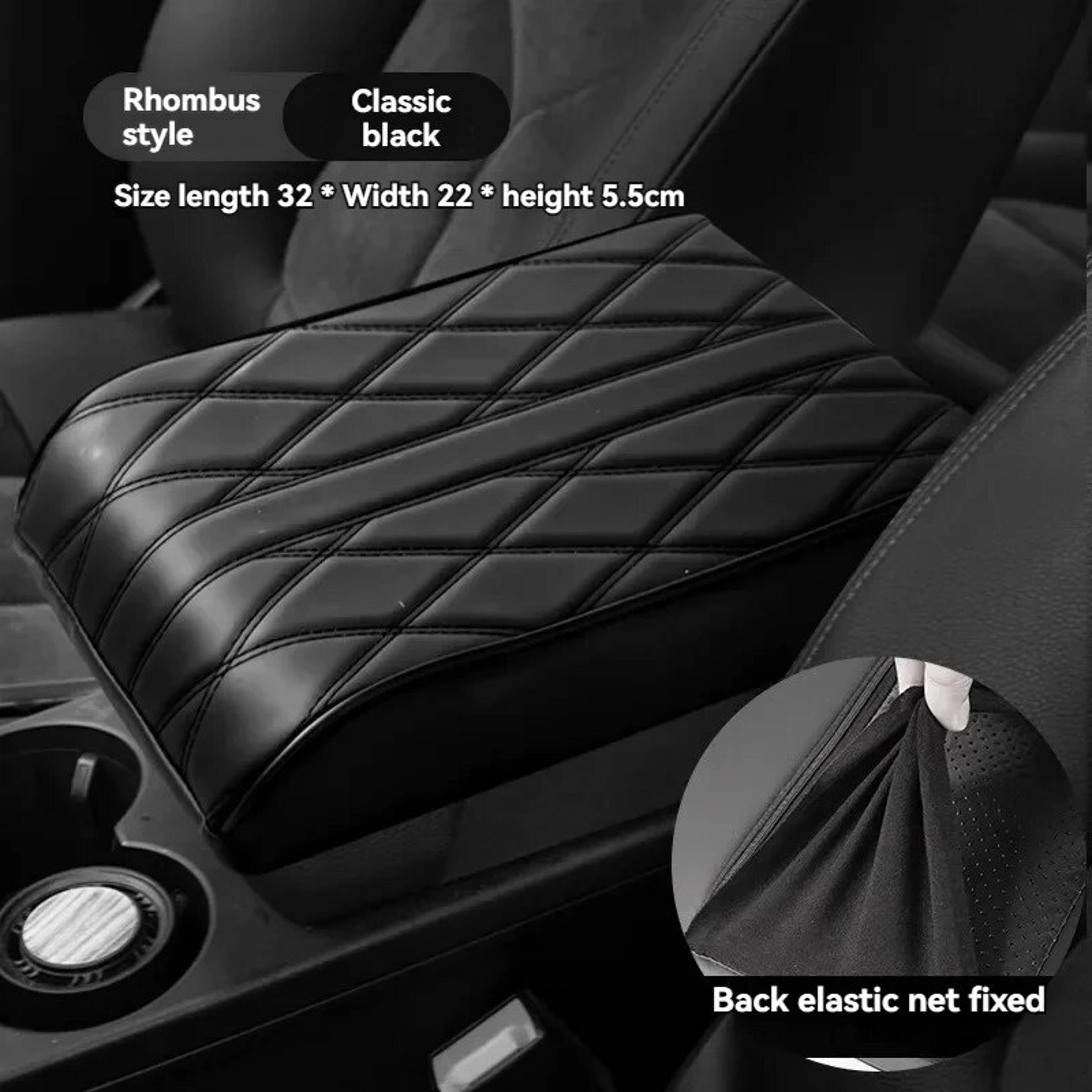 Wave Embroider PU Leather Car Armrest Cover  Premium Center Console Protector  Cushion 2