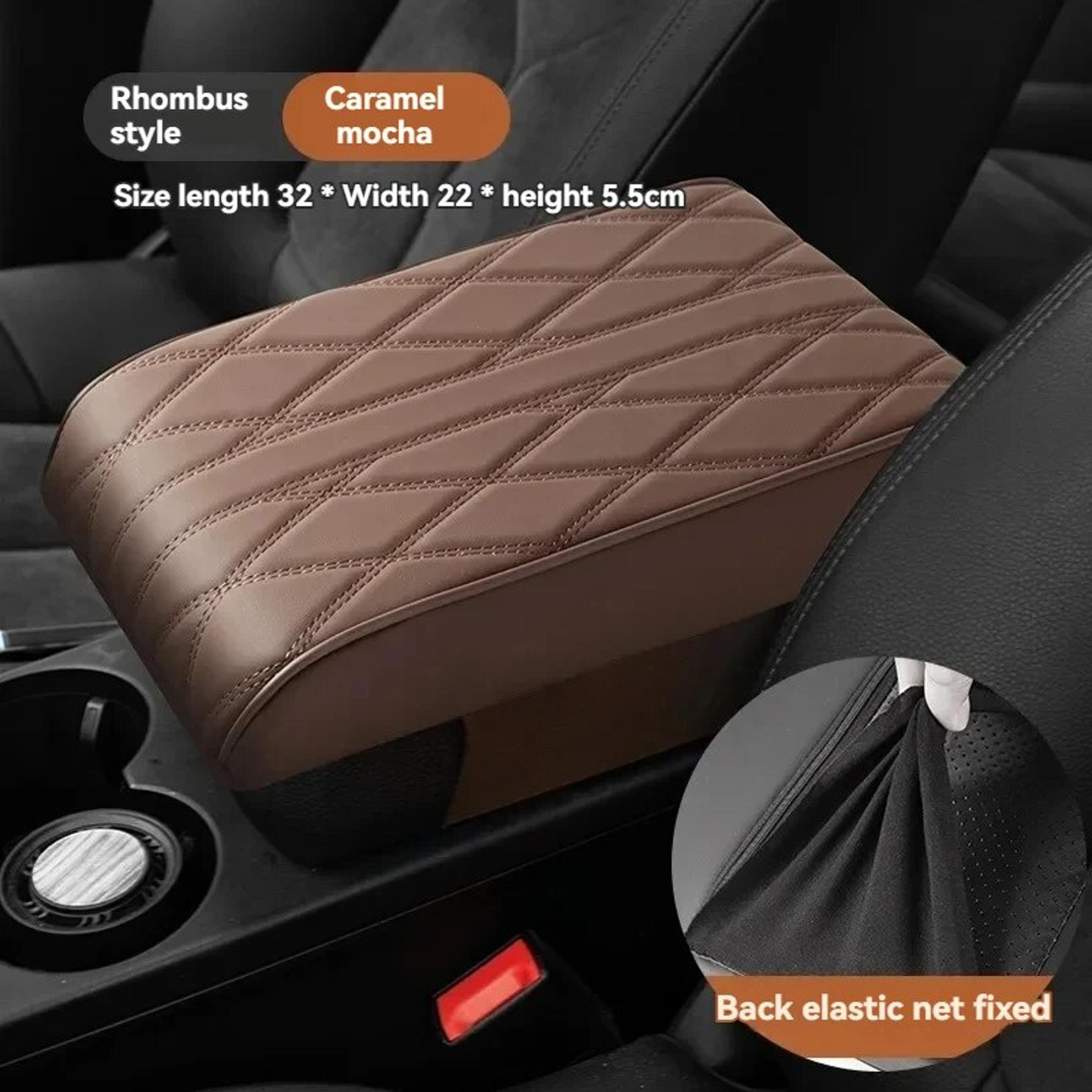 Wave Embroider PU Leather Car Armrest Cover  Premium Center Console Protector  Cushion 8