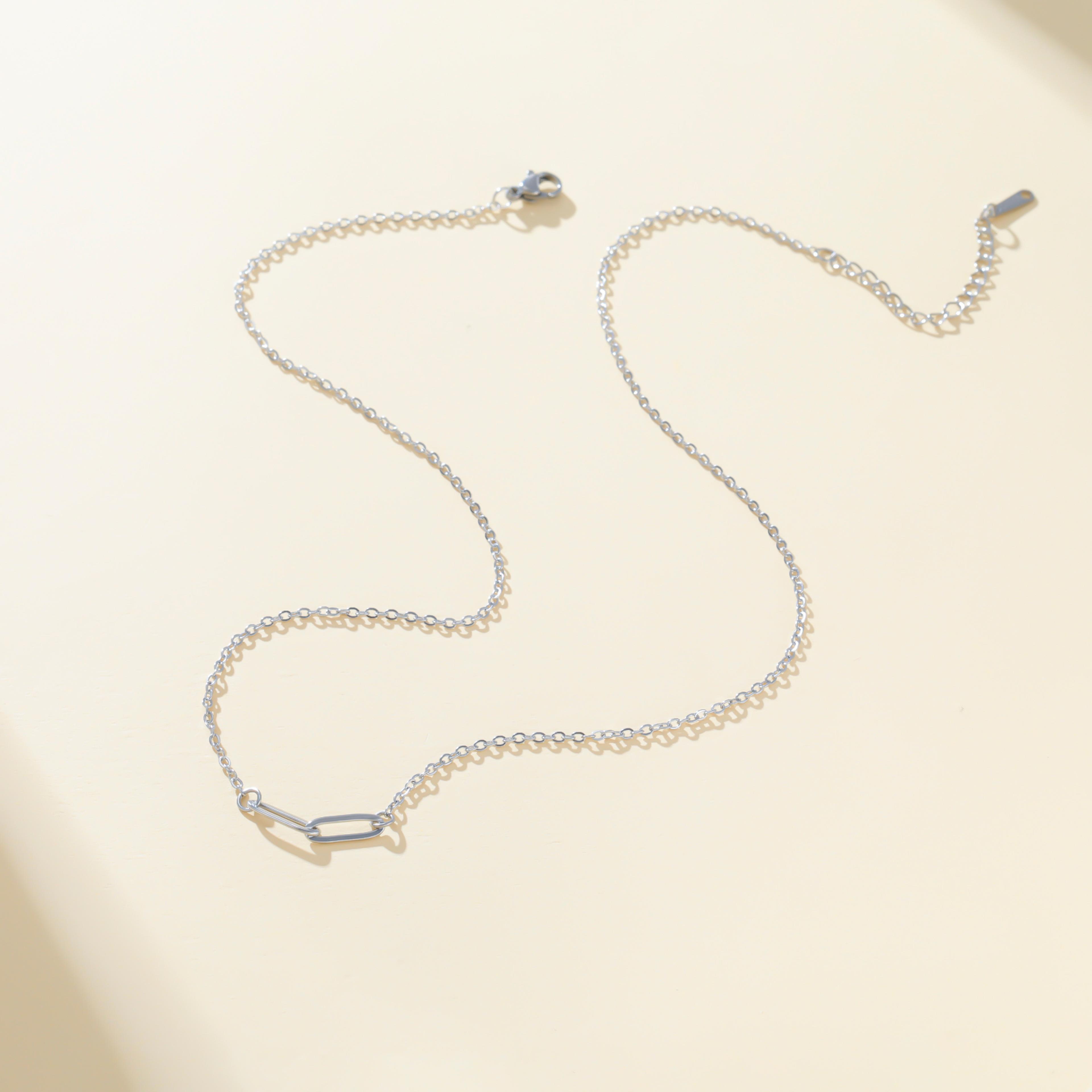 Stainless Steel Paperclip Chain Necklace Minimalist Choker For Women 4