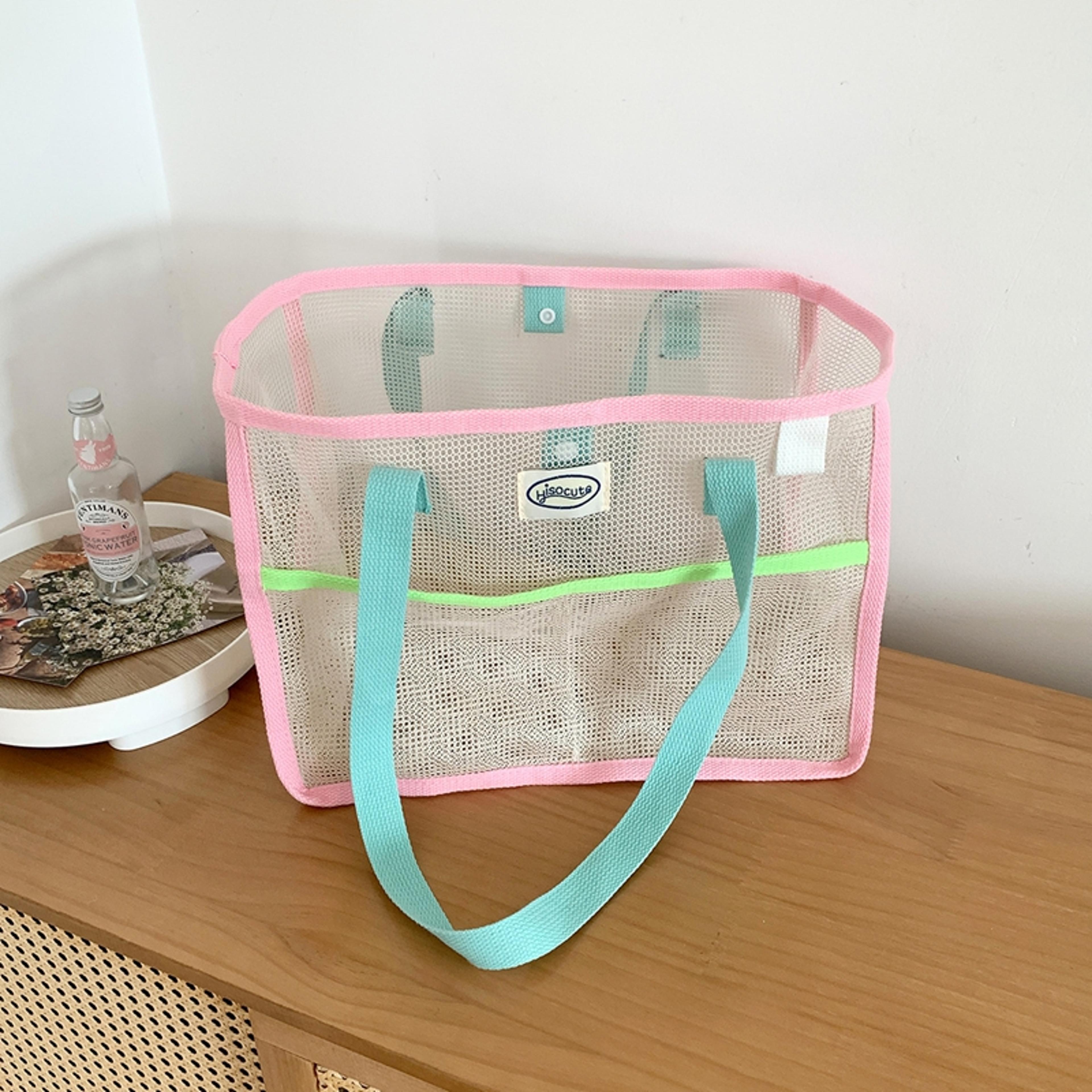 Summer Mesh Beach Tote Bag Large Capacity Waterproof Shower Carry Bag 5