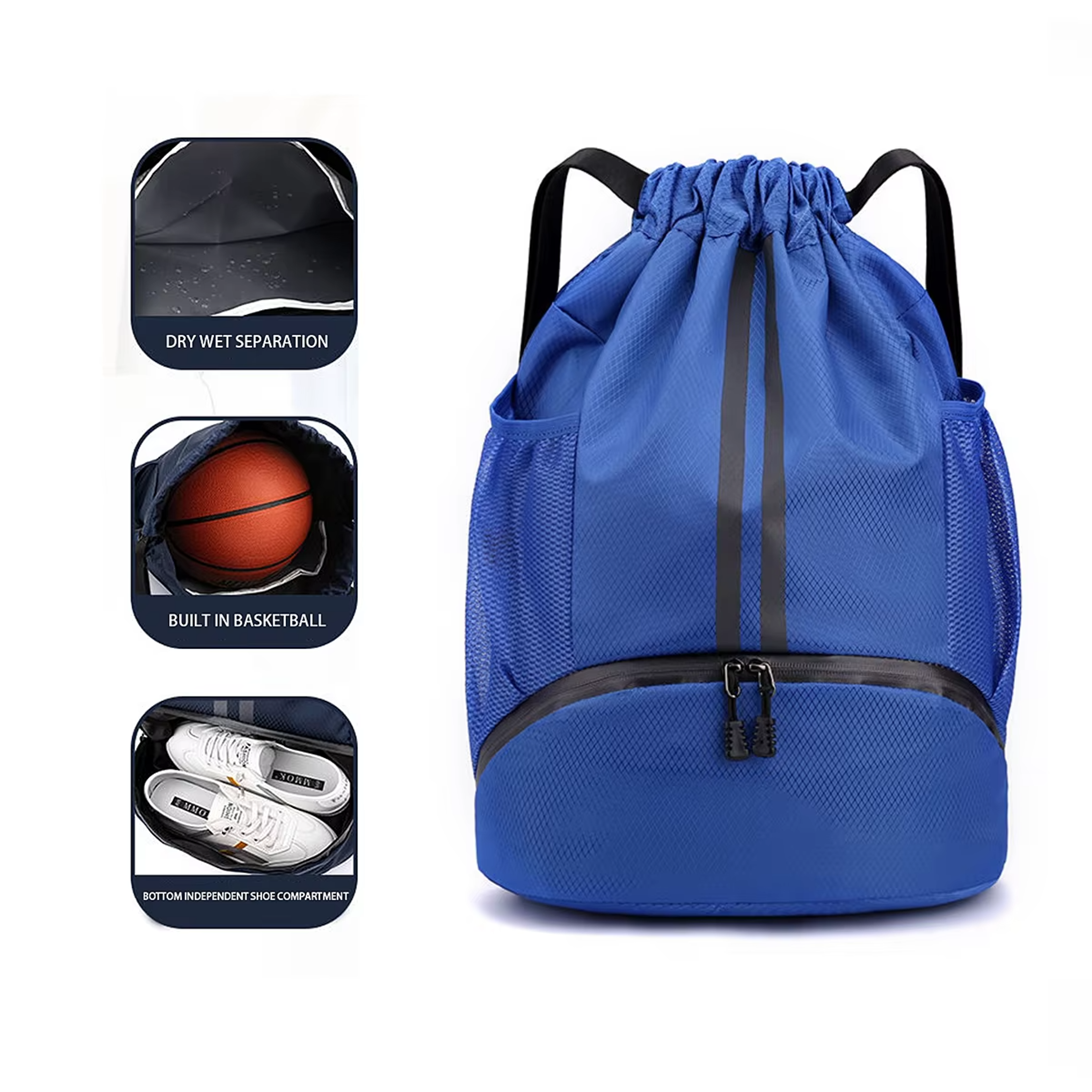 Waterproof Drawstring Gym Backpack With Wet Dry Compartment For Swimming Basketball  Fitness 5