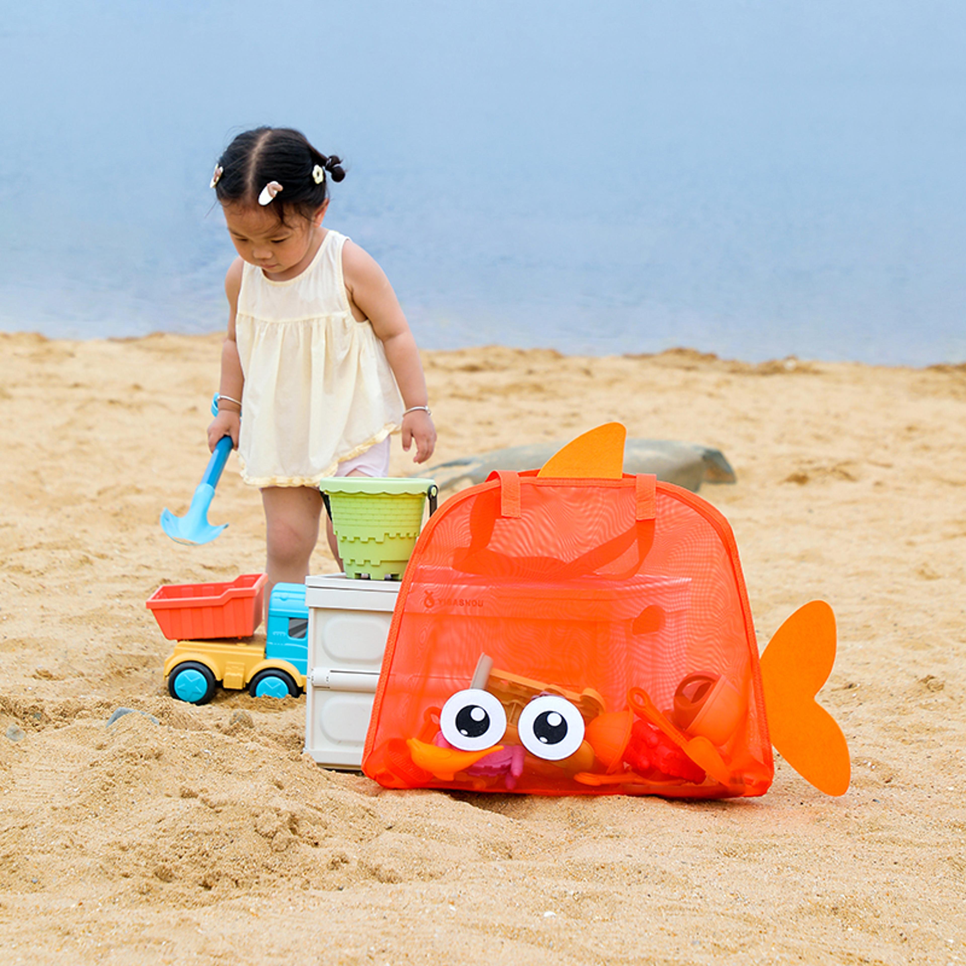Portable Mesh Beach Toy Bag Large Capacity Foldable Sand Toy Organizer For Travel  Outdoor Use 3