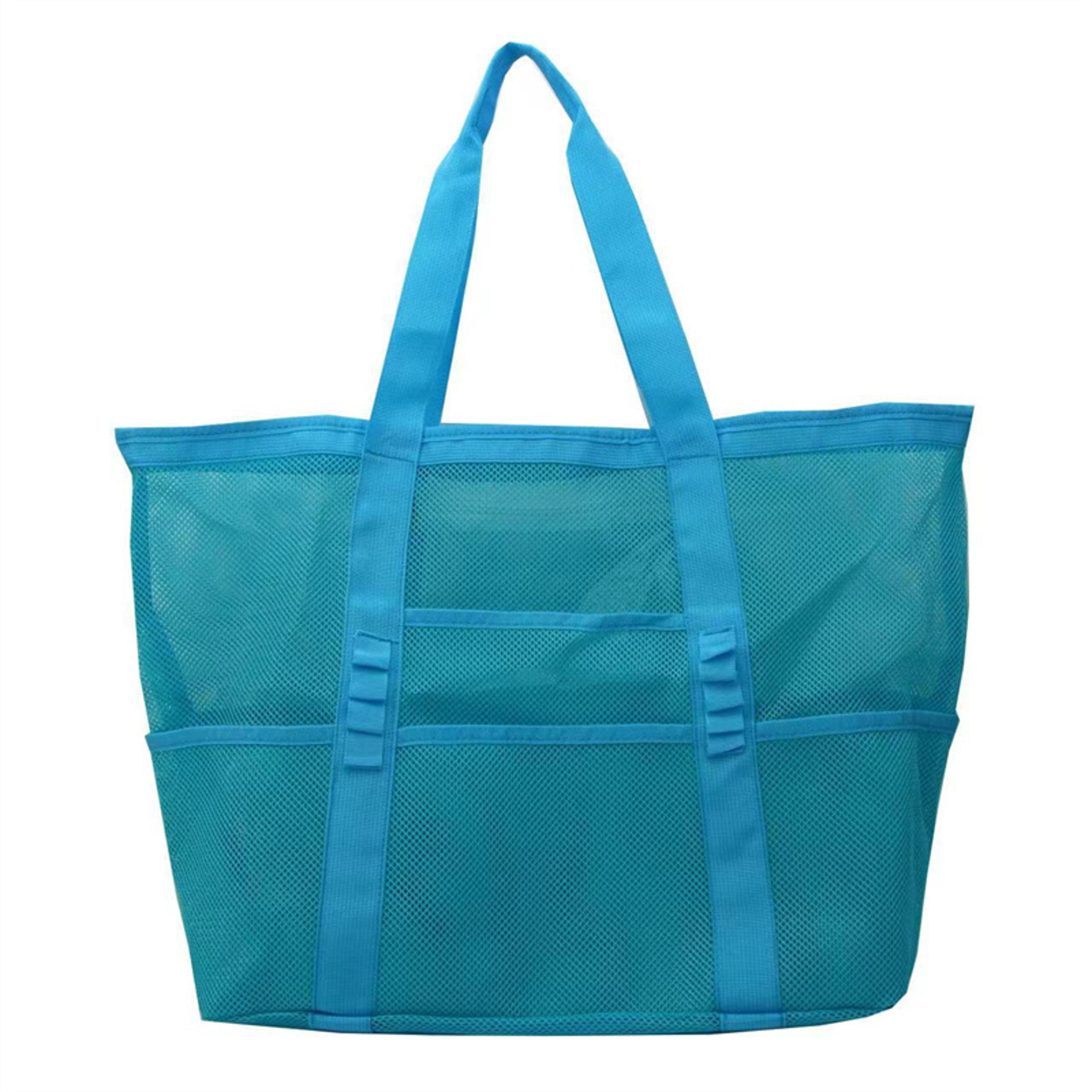Large Capacity Mesh Beach Bag With Pockets Durable SandFree Organizer Tote 3