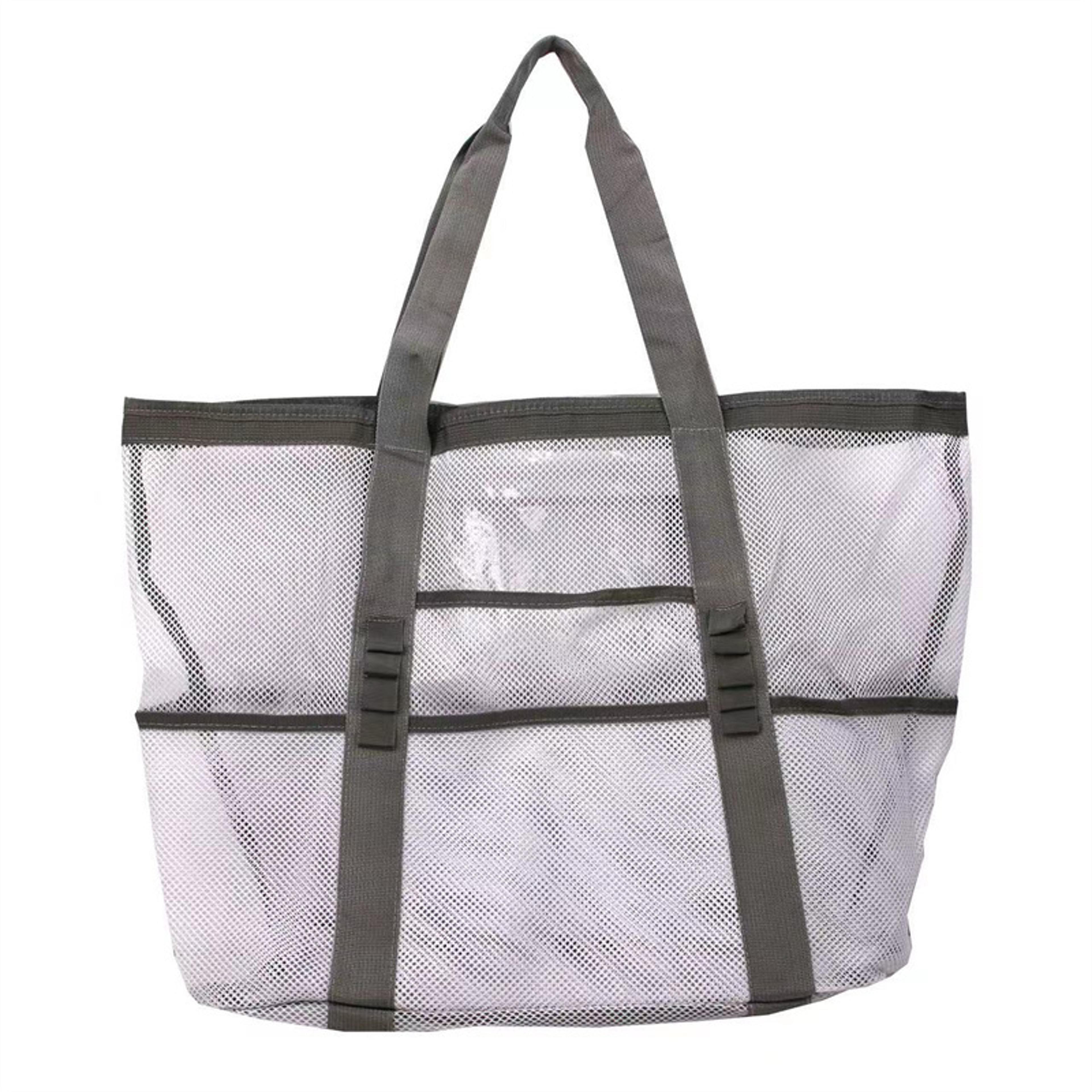 Large Capacity Mesh Beach Bag With Pockets Durable SandFree Organizer Tote 6