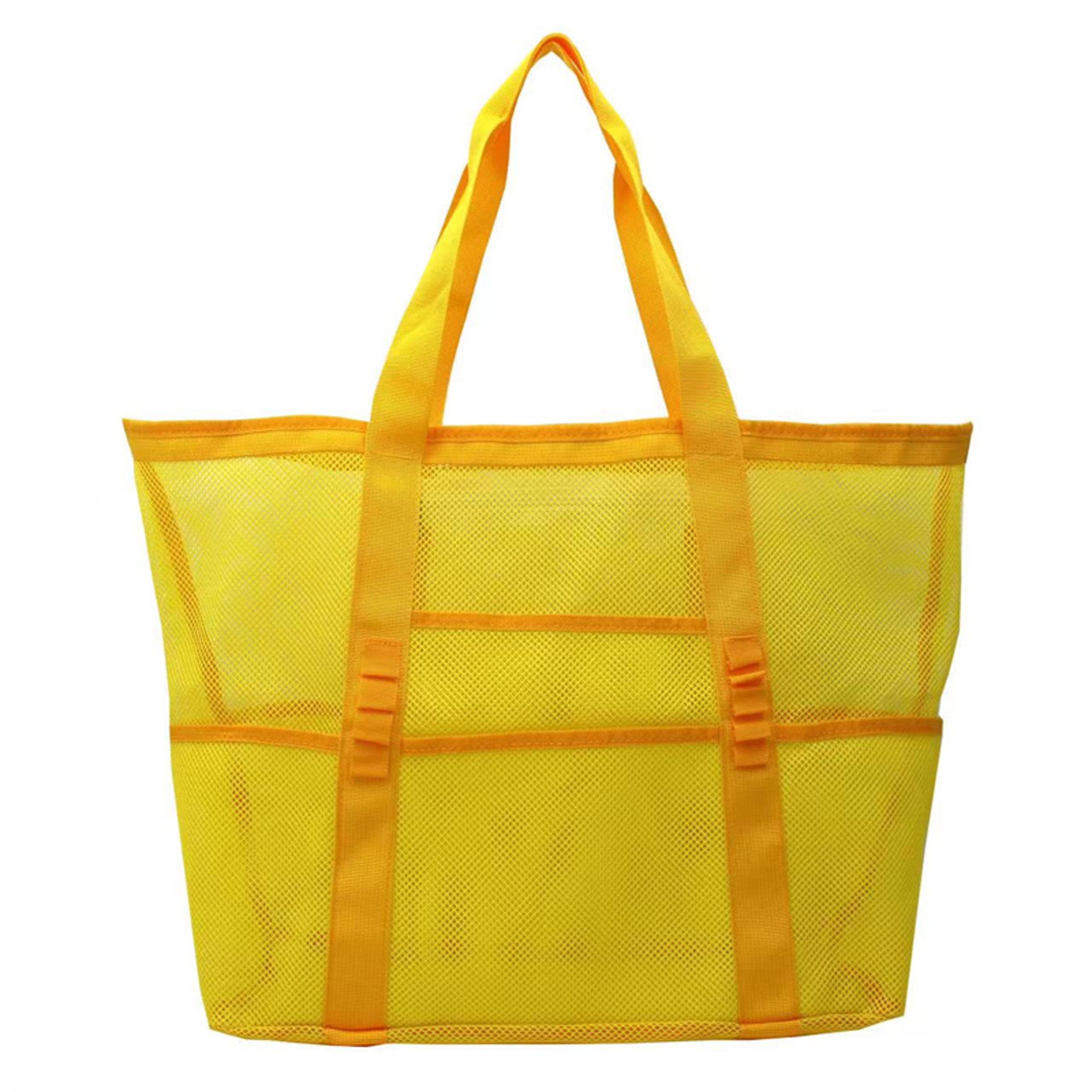 Large Capacity Mesh Beach Bag With Pockets Durable SandFree Organizer Tote 9