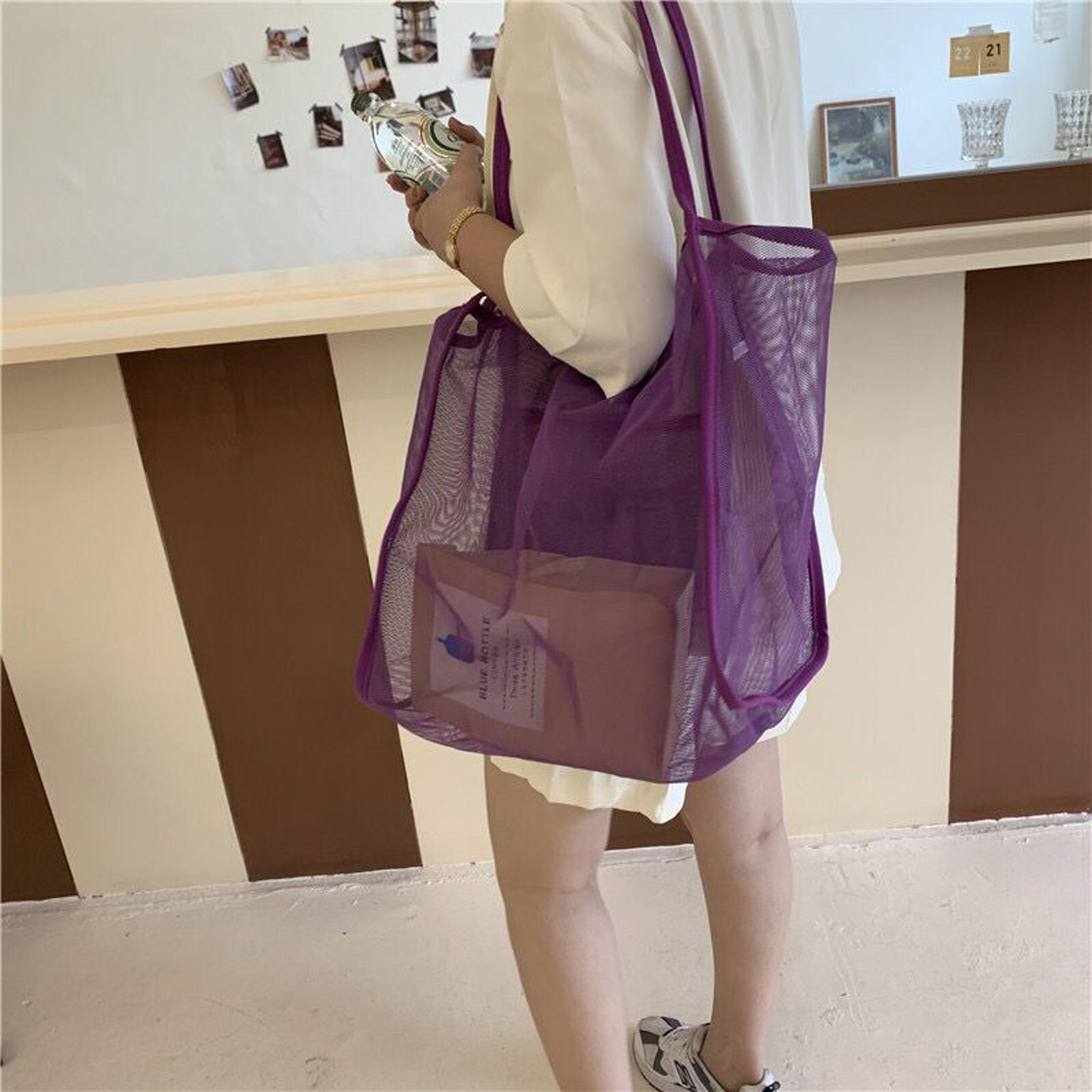 Womens Mesh Beach Tote Large Capacity Summer Travel Shoulder Bag 6