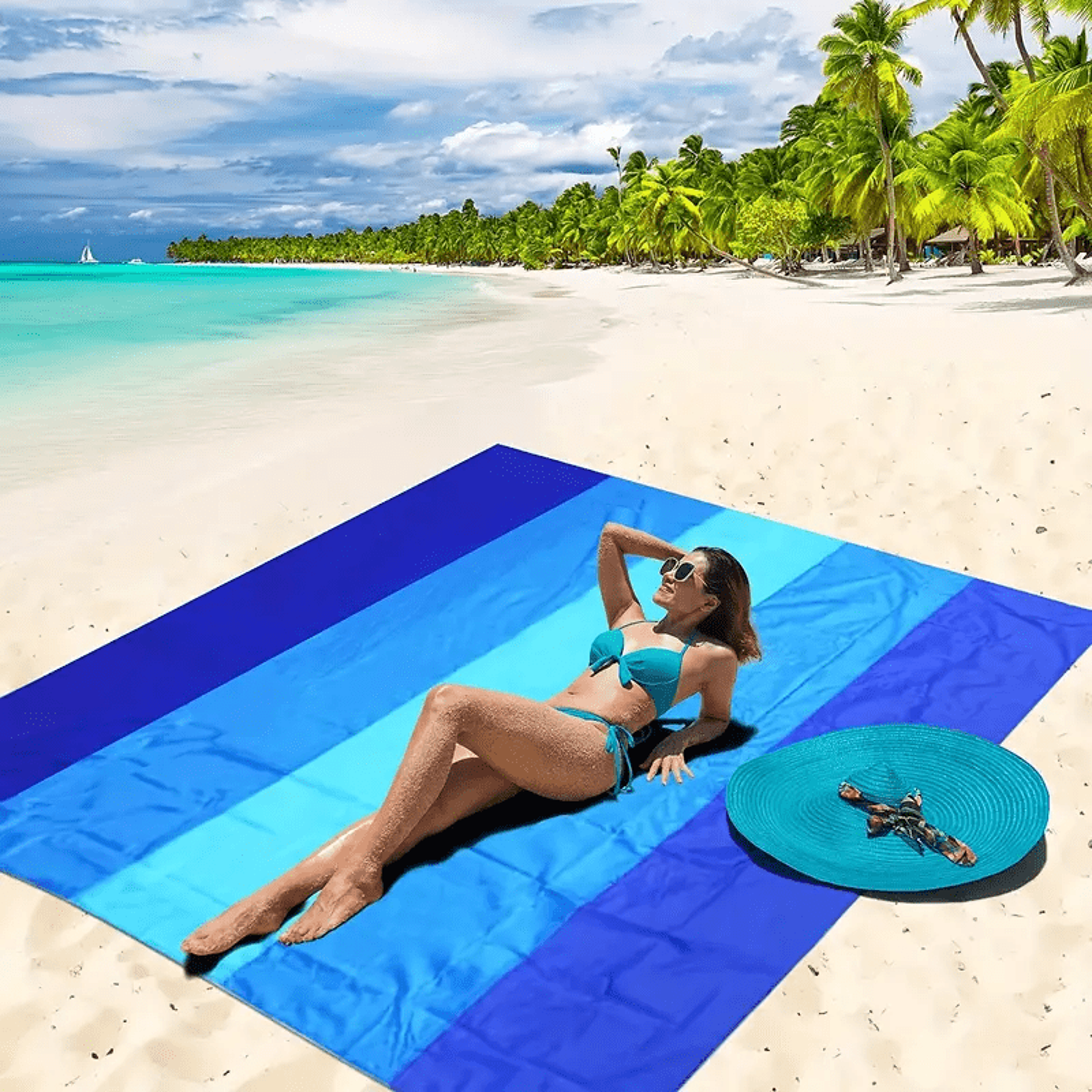 Oversized Waterproof Beach Blanket Sandproof Quick Dry Picnic Mat For Travel Camping 0