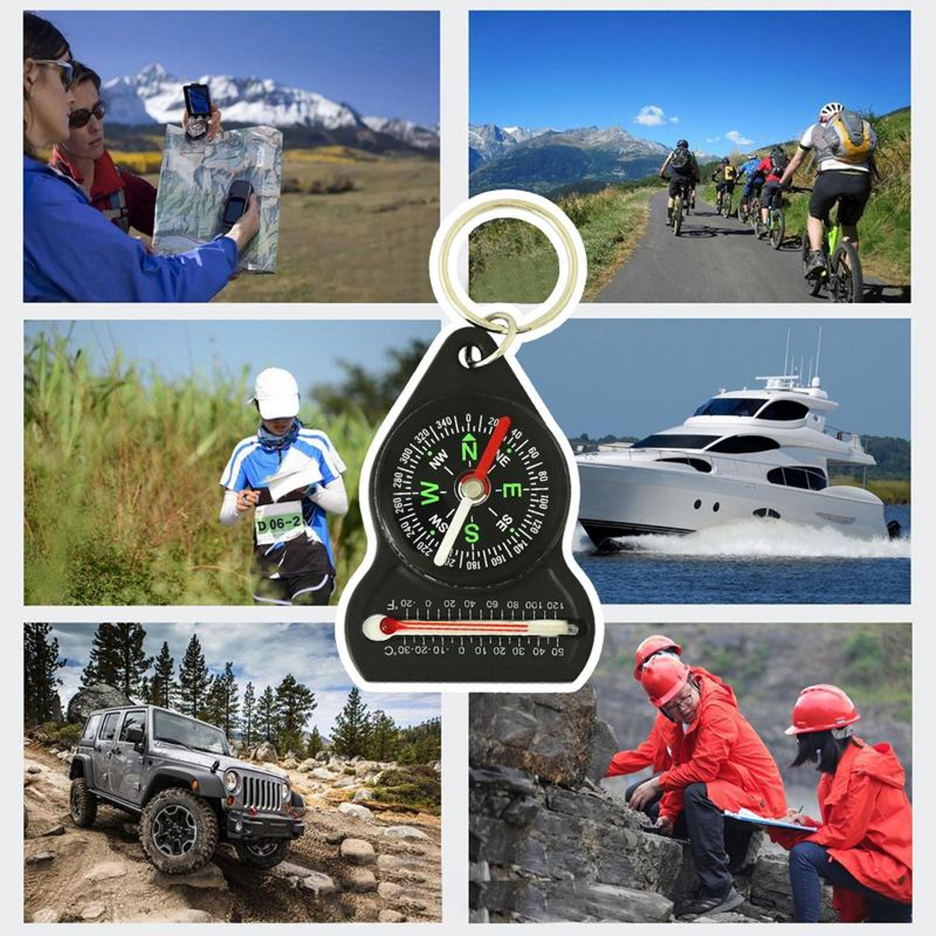 Mini Survival Compass Keychain With Thermometer Portable Outdoor Navigation Tool 4