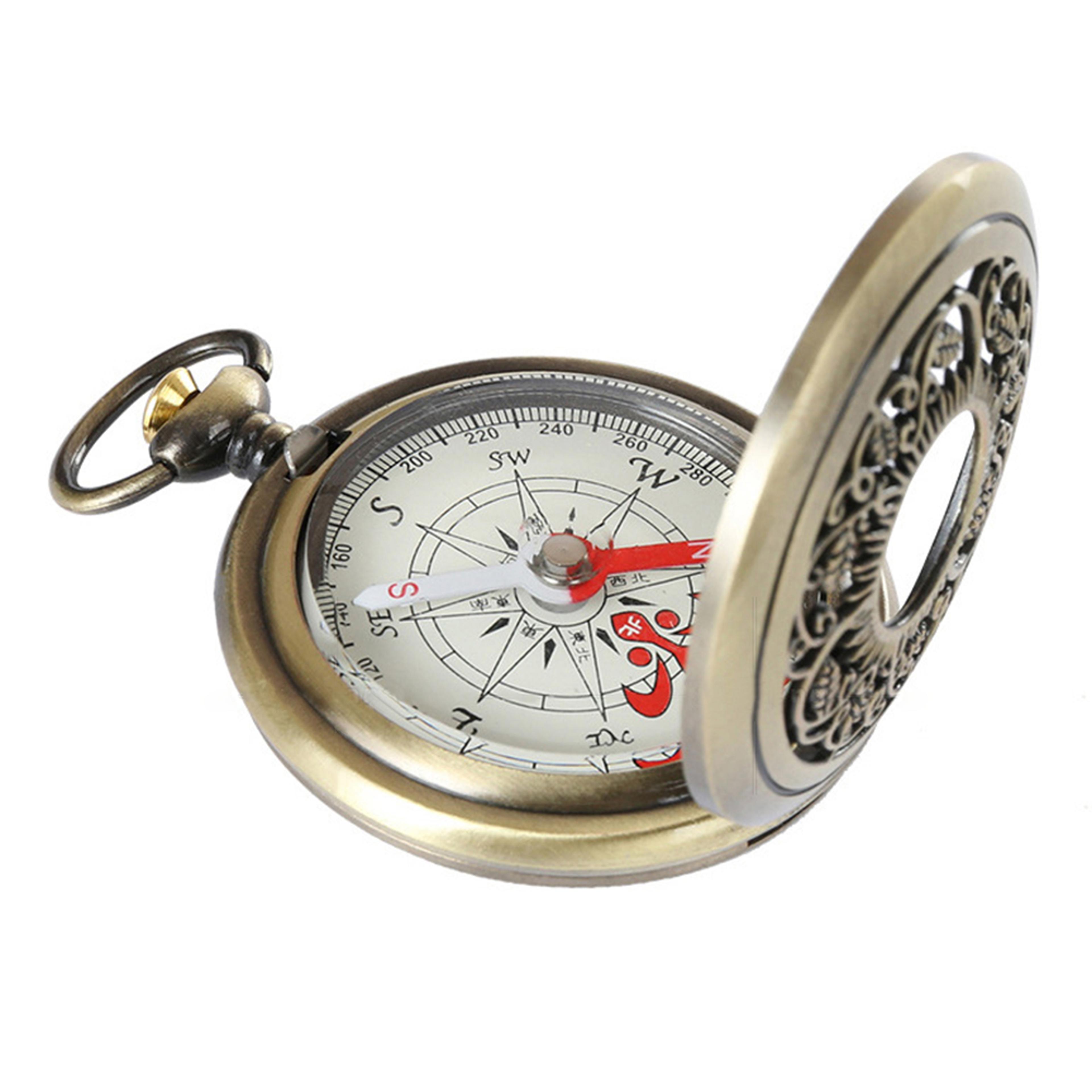 Vintage Bronze Pocket Compass Retro Hiking Navigation Tool Gift For Kids And Adults 0