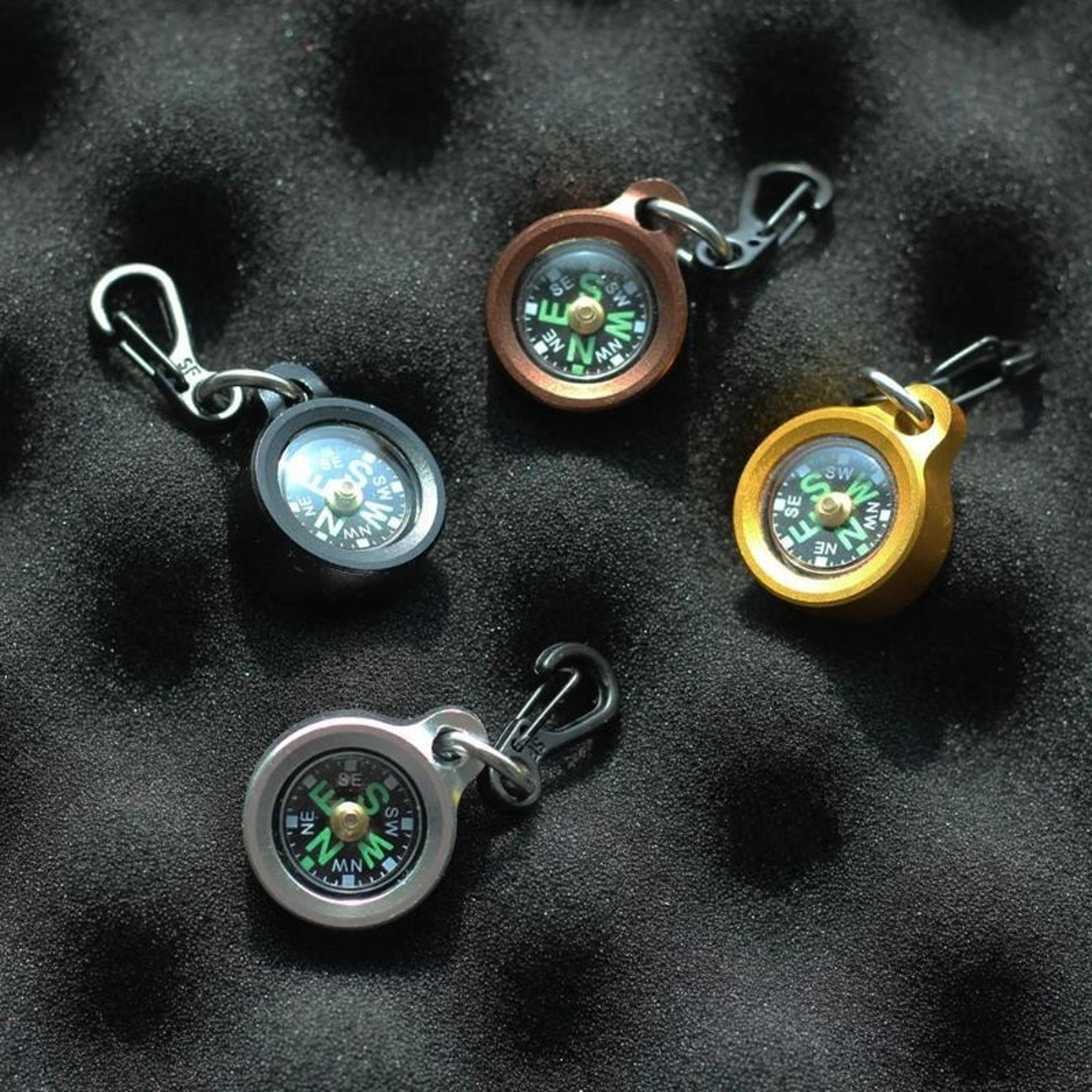 mini portable compass keychain aluminum alloy hiking survival navigation tool