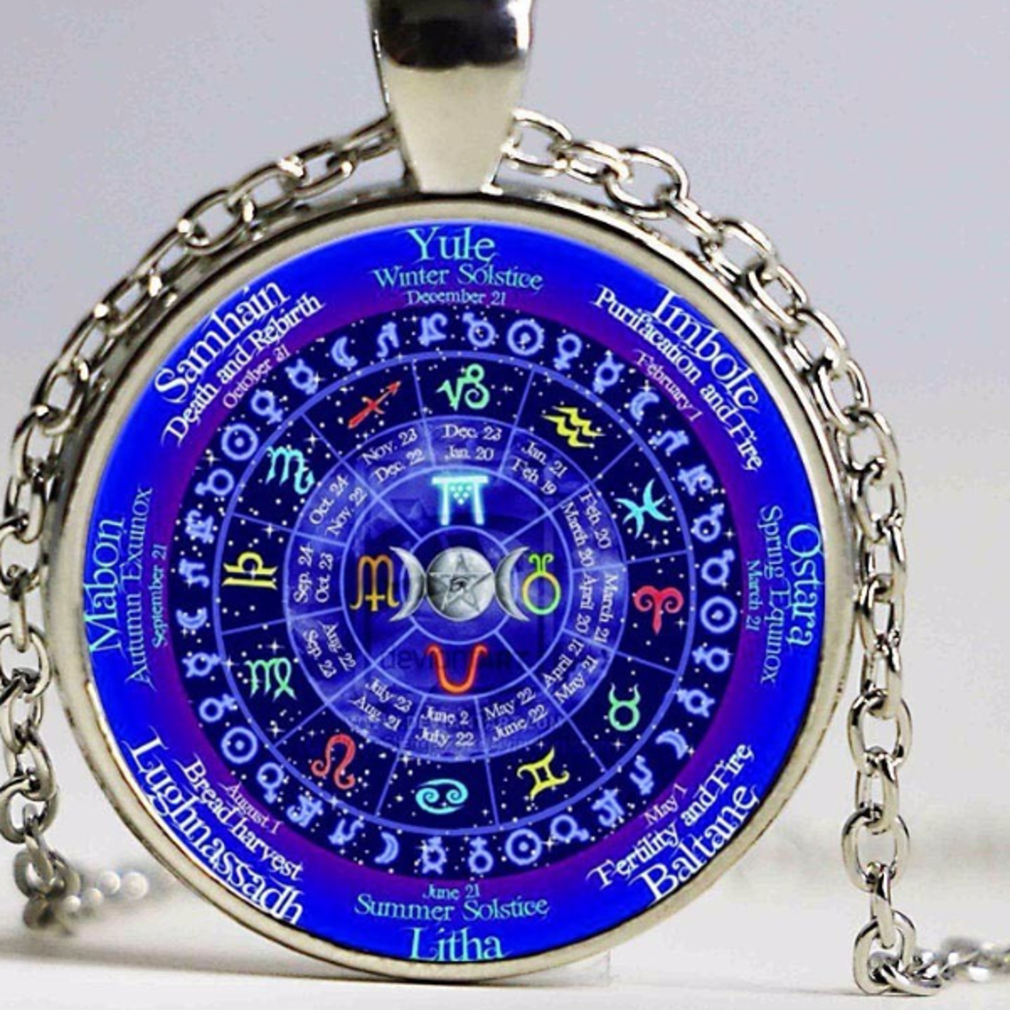 1pcs Zodiac Wicca Logo Necklace Pendant Pentagram Wiccan Vintage Chain for Women Mens Clothing Acce