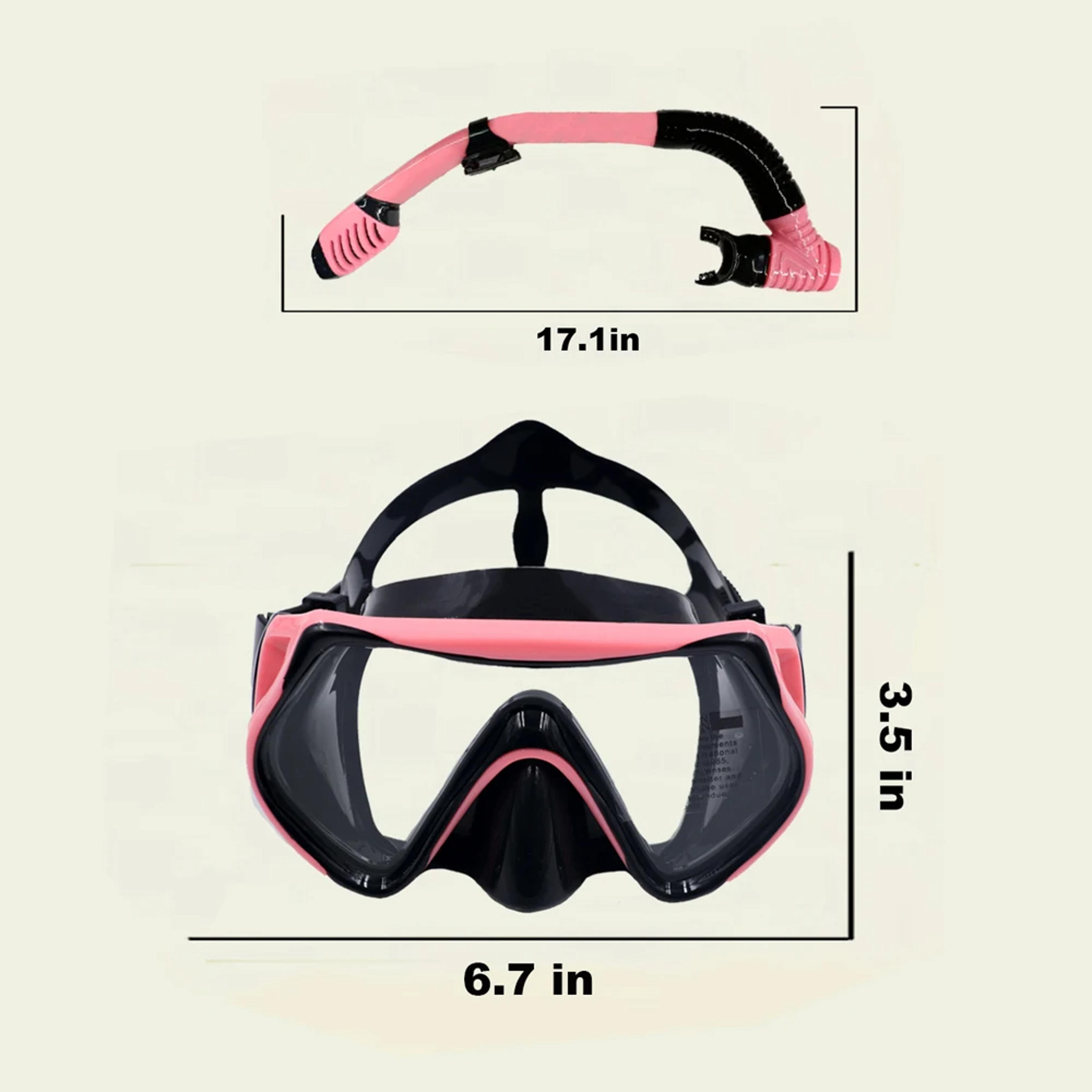 Kids Snorkeling Mask Set Anti Fog Swim Goggles With Nose Cover And Dry Top Snorkel 5
